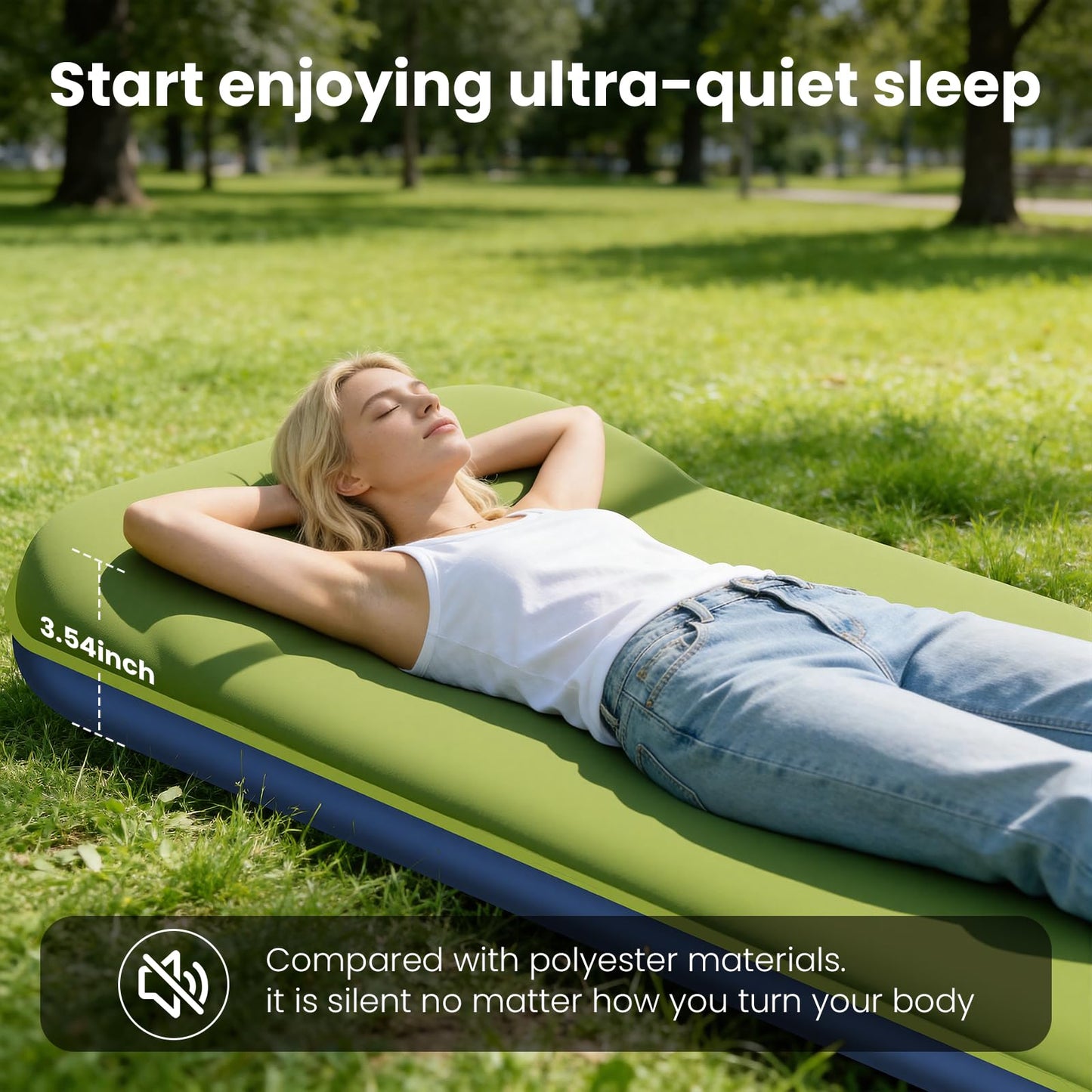 TEKIK Memory Foam Camping Pad, Ultra-Thick Foam Sleeping Pad for Camping with Pillow, 20s Fast self Inflate&Deflate, 9.5 R-Value Insulated Camping Mattress, Suitable for Tent, Car Travel & More