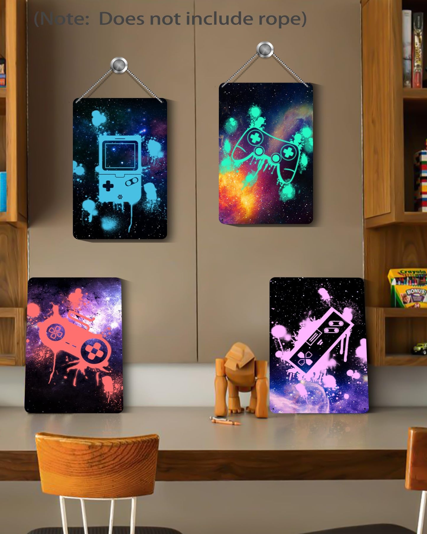 Drsoum Video Gamer Room Decor for Boys Gaming Wall Decor Neon Gaming Room Metal Sign 12 x 8 Inch Set of 4 - Gamer Wall Decor Teenage Boy Room Decor