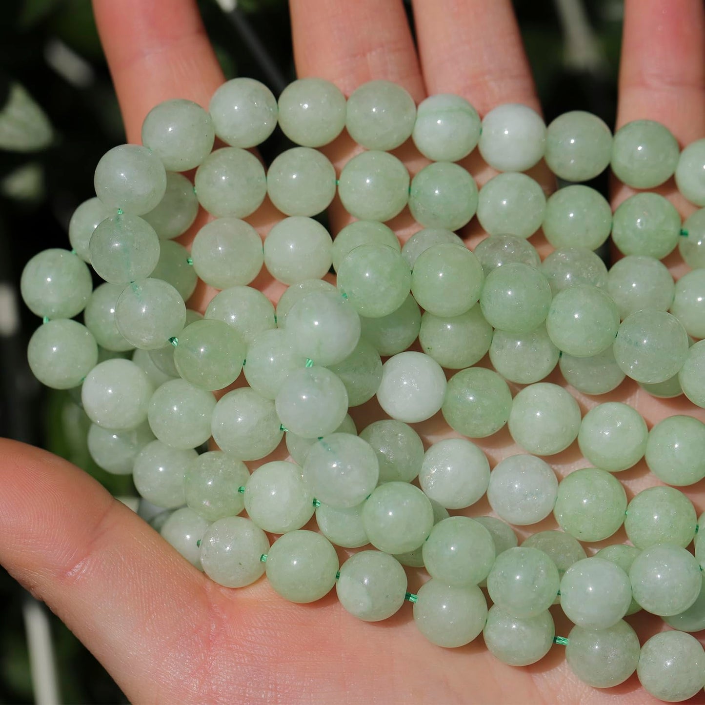 35pcs 10mm Natural Gemstone Beads for Jewelry Making Supplies,Green Burmese Jade Healing Crystal Polished Round Loose Stone Beads for Bracelet Necklace 15 Inch