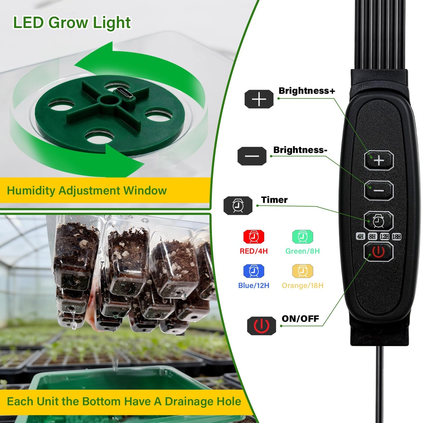 KEOHOLI Seed Starter Kit with Grow Light and Heat Mat, 6 Pack 12-Cell Seedling Trays with LED Panels, Adjustable Timer & Dimmer Indoor Plant Propagation Station for Herbs, Vegetables, Flowers