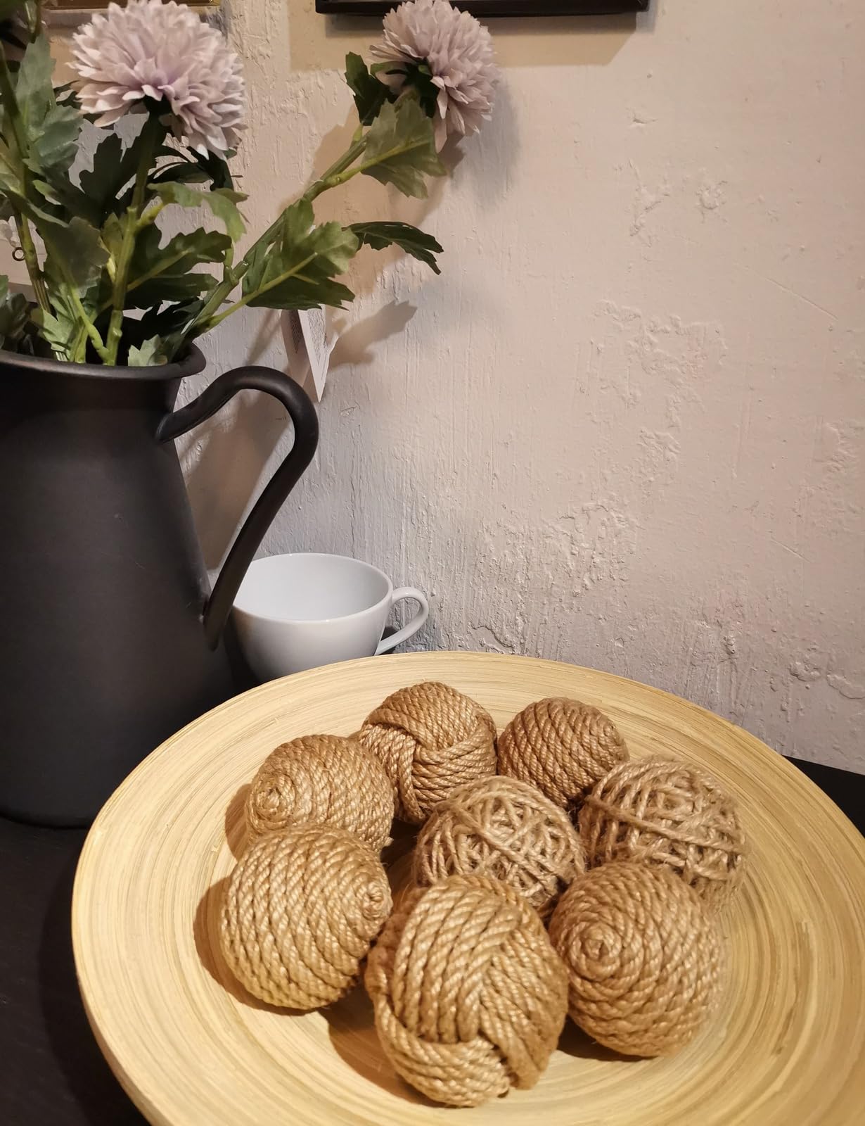 Elkpruu Rustic Jute Orbs Set of 8, Farmhouse Decorative Balls for Bowls, Vase Fillers, Christmas Centerpiece, Handwoven Home Decor Ornaments, Potpourri Accents