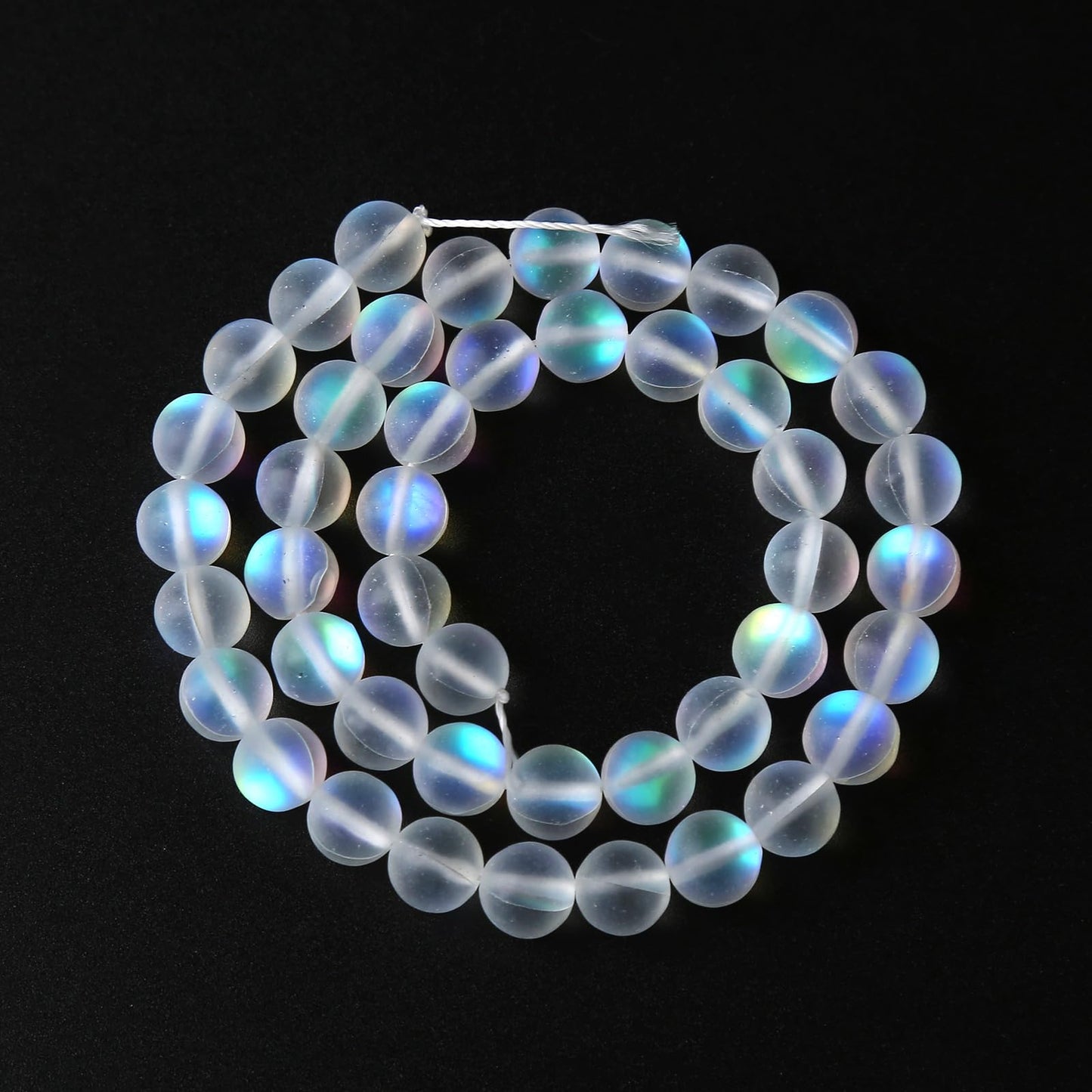 6MM 60PCS Natural Mystic Aura Quartz Beads Frosted Matte White Rainbow Round Loose Beads Jewelry Making DIY Bracelet