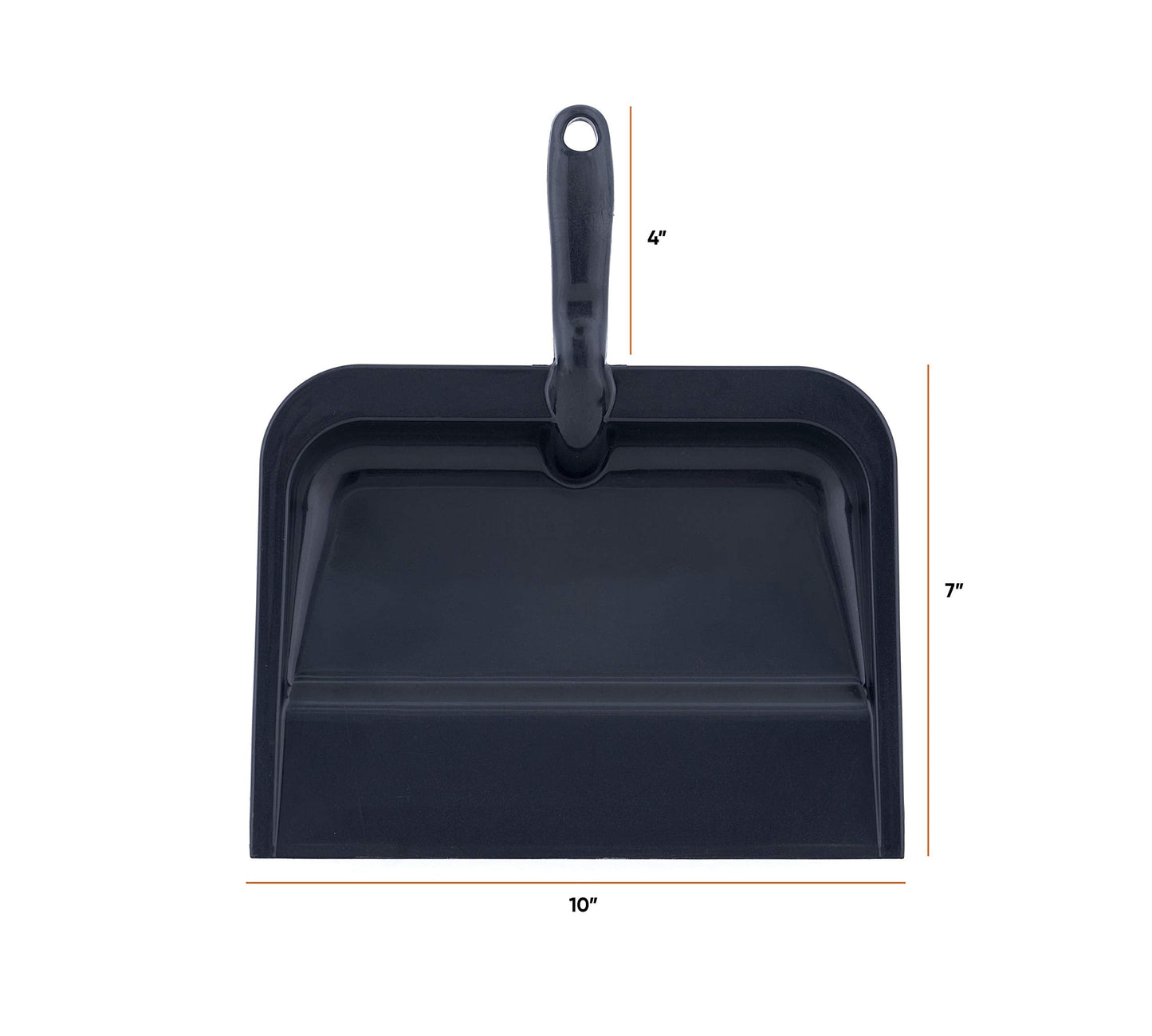 Superio Heavy Duty Plastic Dustpan with Comfort Grip Handle Black, Durable, Lightweight Multi Surface Dust Pan Easy Broom Sweeping, 10 inches Wide, 1-Pack