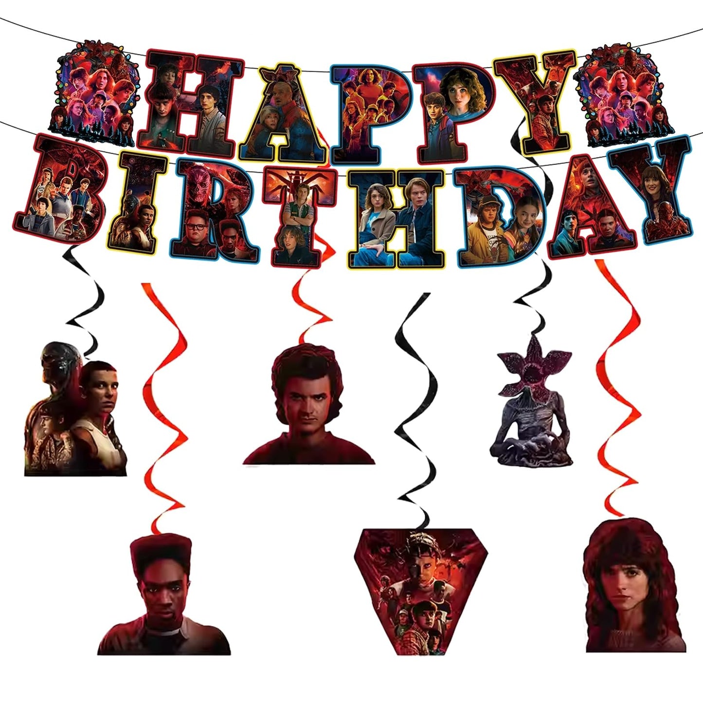88PCS Birthday Party Full Supplies Kit：1 Banner + 6 Hanging Swirls + 20 (9-inch) Plates + 20 (7-inch) Plates + 20 Napkins + 20 Cups + 1 Tablecloth