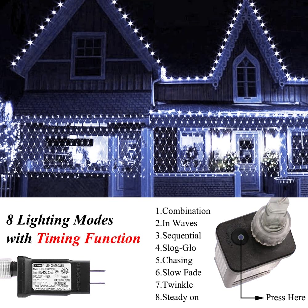Vicila Net Light Outdoor Mesh Christmas Decorations, 100LED String Light Plug in Connectable Tree Warp Hanging 5ft x 5ft for Halloween, Shrubs, Lawn, Backyard, Walkway, Bushes, Garden Decor-White