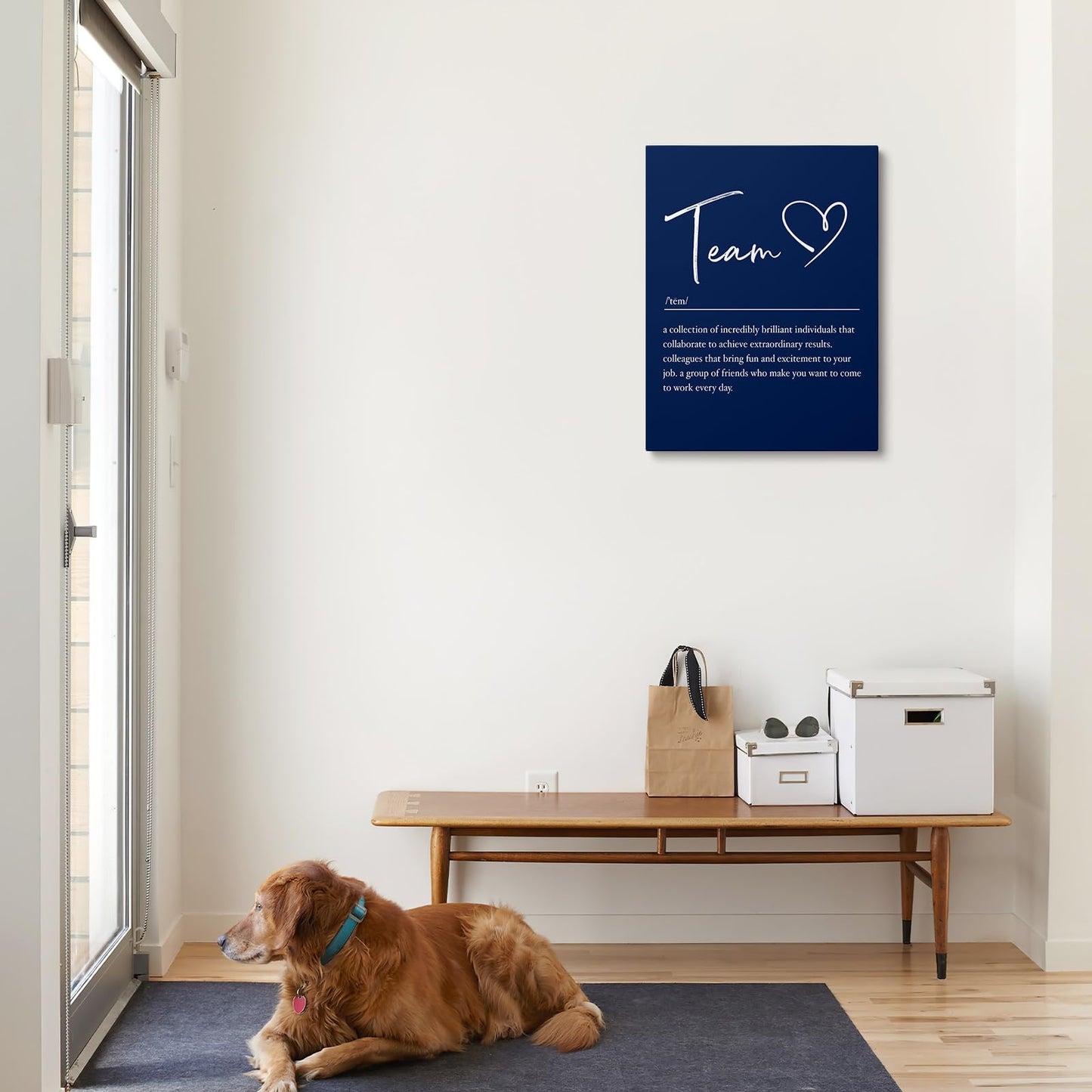 XWELLDAN Team Definition Poster Teamwork Wall Art for Office Decor, Office Artwork Wall Decor, Office Wall Decor, 11x14, Framed（navy blue）