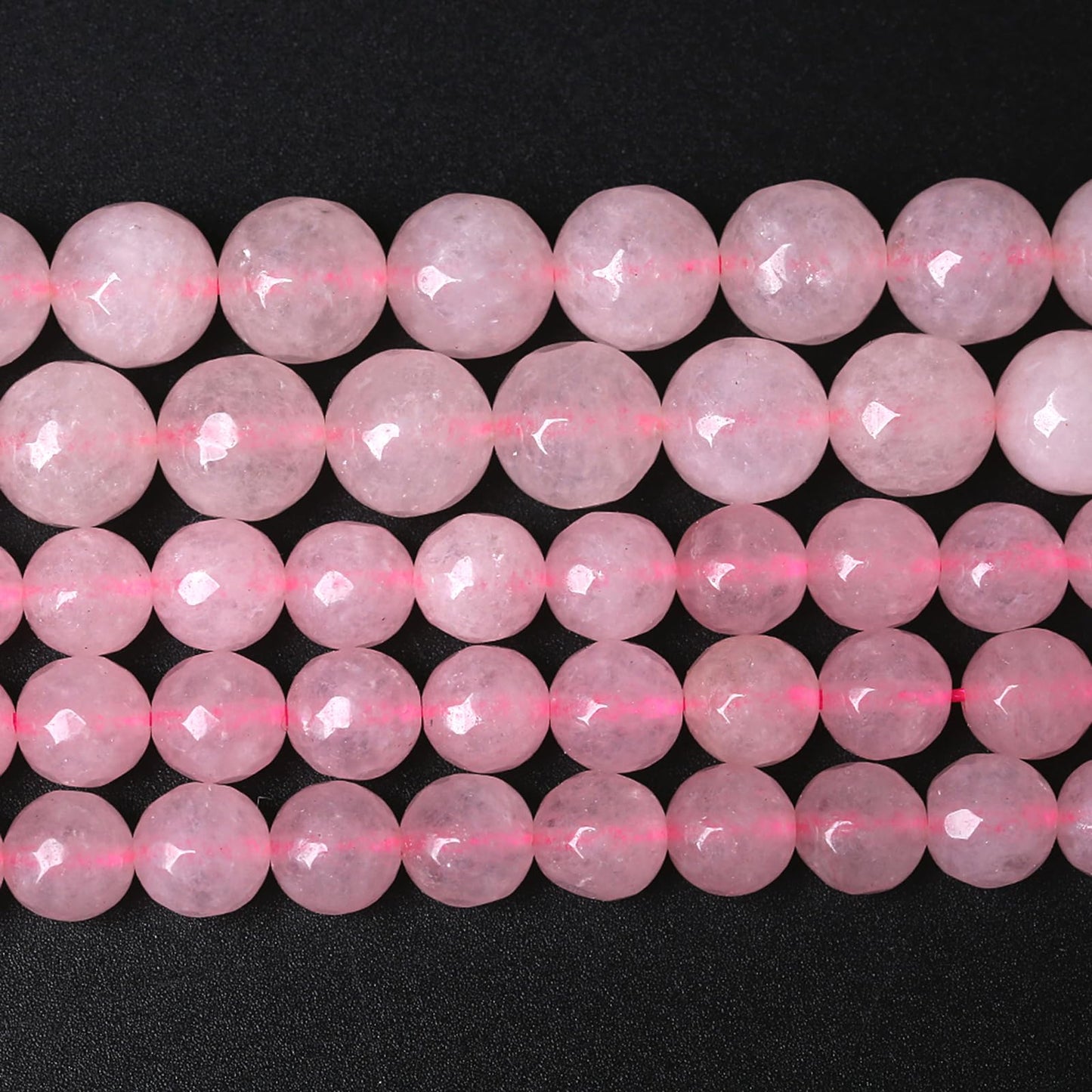 45pcs 8mm Natural Rose Pink Quartz Crystal Faceted Stone Beads for Jewelry Making Energy Healing Power Stone Beads DIY Bracelet Necklace Accessories 15" (8mm, Faceted Rose Quartz)