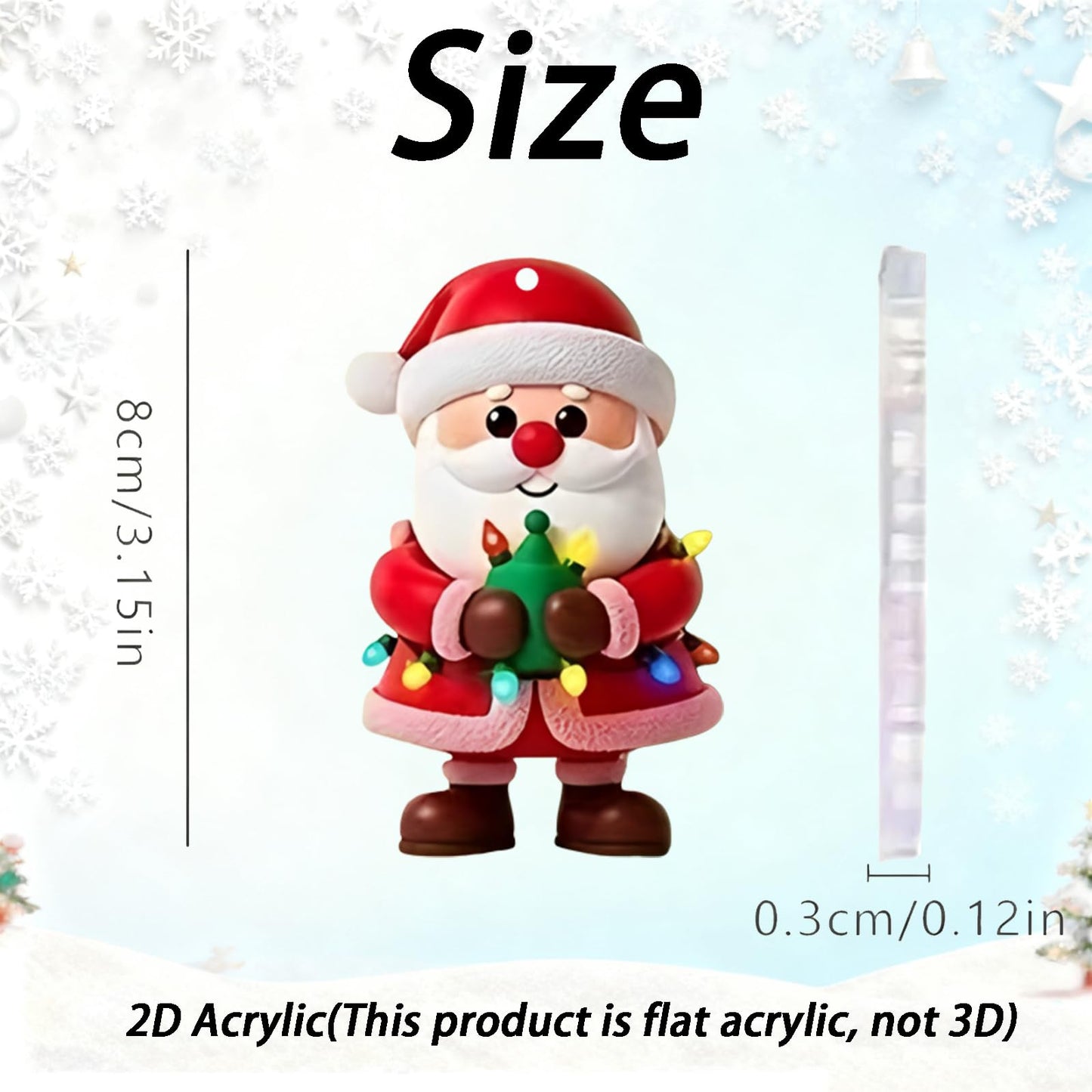 Christmas Tree Acrylic Ornament Set Santa Claus Decorations with Different Poses and Accessories Perfect Christmas Holiday Decor for Christmas Tree 10 Pcs
