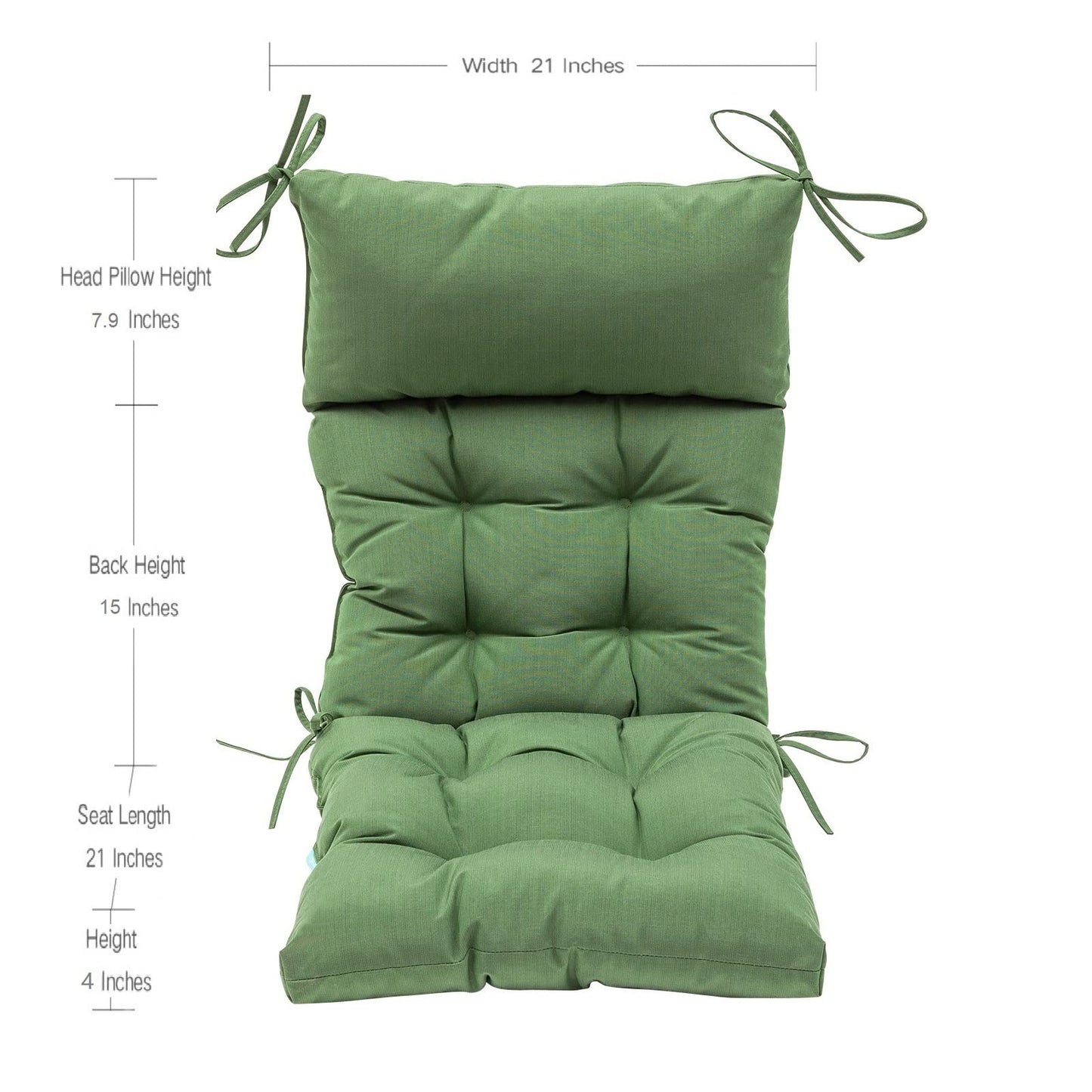 QILLOWAY Outdoor Rocking Chair Cushion 43.4x21 Inch, 100% Polyester Waterproof Patio Rocking Chair Cushion, High Back Weatherproof Chair Pad for Adirondack & Outdoor Furniture, Dark Green