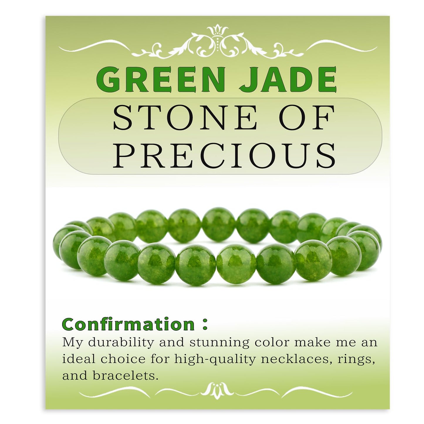 Bymitel 8mm Green Jade - Handmade Reiki Gemstone Stretch Bracelet, Natural Beauty & Spiritual Essence, Crystal Healing for Unisex Adults