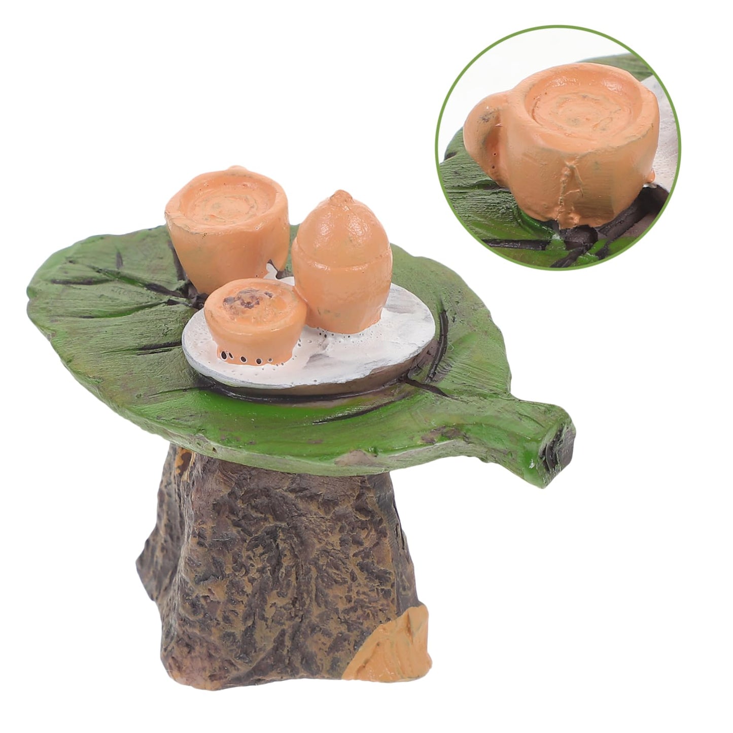 Vaguelly Micro Landscape Ornament Tiny House Table Decor Resin Tea Table Model for Fairy Garden