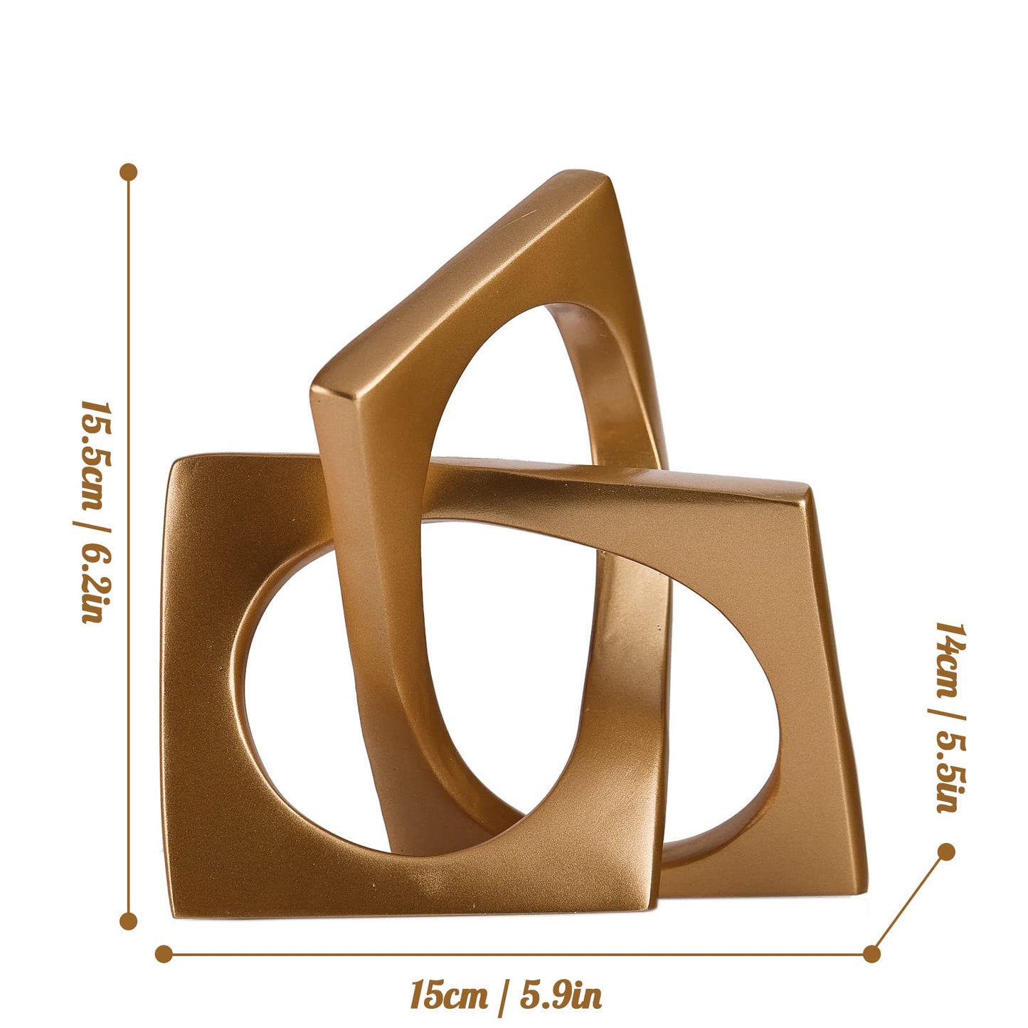 XMGZQ Gold Knot Statue for Coffee Table Centerpiece Decor,Modern Abstract Art Geometric Sculpture and Figurines, Home Decor Accent,Cube Knick Knacks for Shelves,Bookshelf,Entryway,Floating