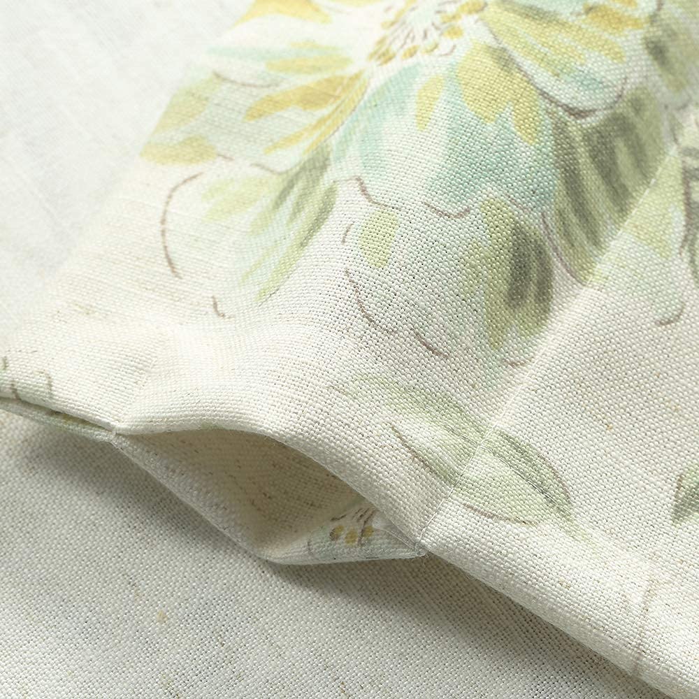 Leeva Green Tie Up Valances Curtains for Living Room, Watercolor Floral Thermal Insulated Adjustable Balloon Rod Pocket Windows Shade for Dining Room, One Panel, 42 x 63