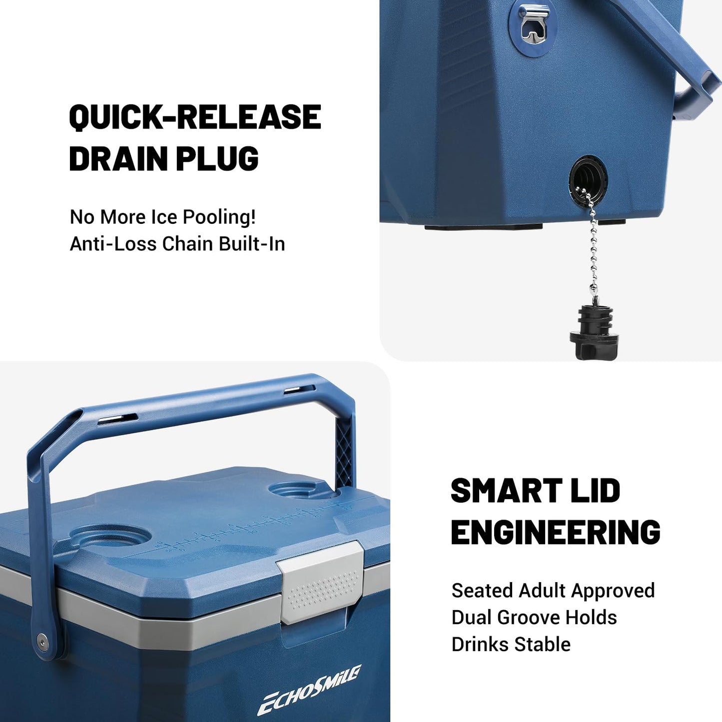 EchoSmile Ultra-Light Portable Cooler 20L/21qt, Outdoor Insulated Ice Chest Box