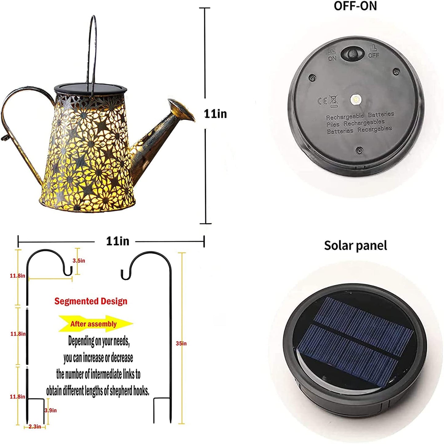 Solar Watering Can Lights,Large Retro Metal Hanging Solar Lights Outdoor Waterproof, Birthday Gifts for Women Mom Grandma Garden Decor Yard Light LED Decoration Outside for Porch Lawn Patio
