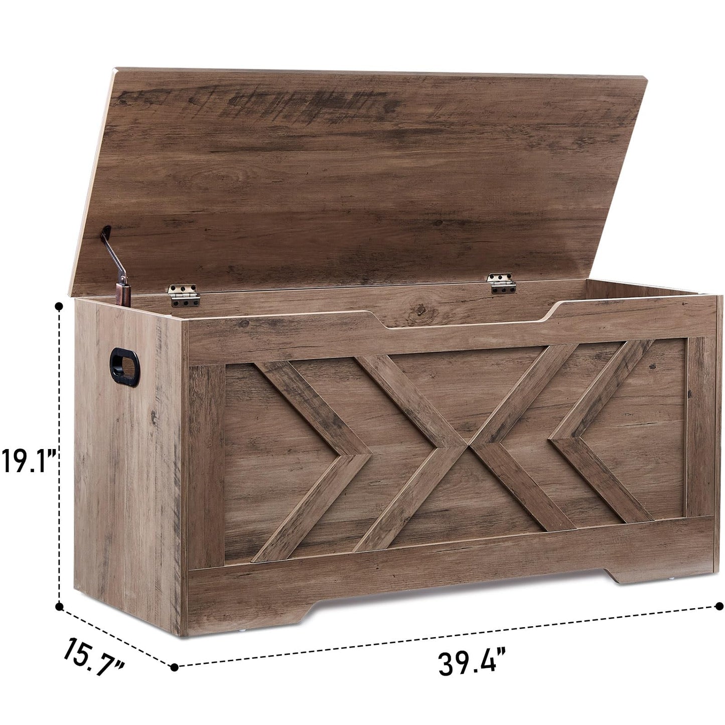 XDliv 39.4” Storage Bench, Extra Large Entryway Bench with Storage,Storage Chest with 2 Safety Hinges,Blanket Storage,Shoe Storage Chest for Bedroom,Living Room,Easy Assembly. (Greige)
