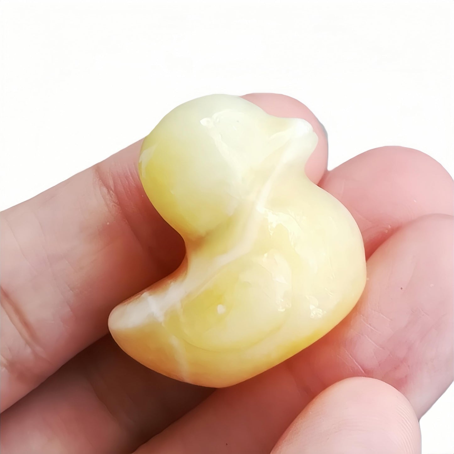 Bacatgem Natural Yellow Jade Crystal Duck Carving Positive Energy Home Decoration Desk Decor,1.18 Inchs Crystal and Healing Stone Ornament