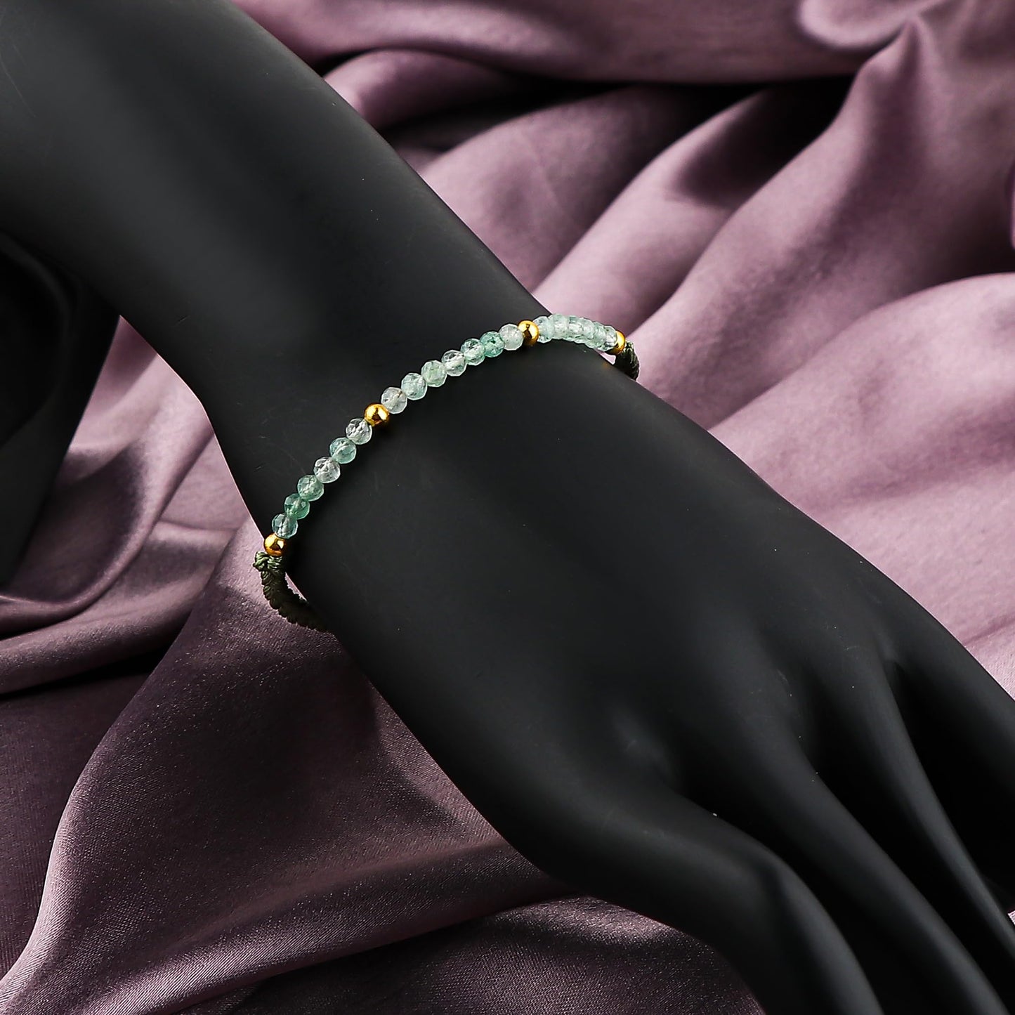 GEMSYMPHONY Green Strawberry Quartz Gemstone Beads Braided Bracelet – 3.5mm Natural Stone Beads, Handmade Adjustable Braided Rope Bracelet, Healing Crystal Jewelry for Men & Women, Unisex Boho Gift