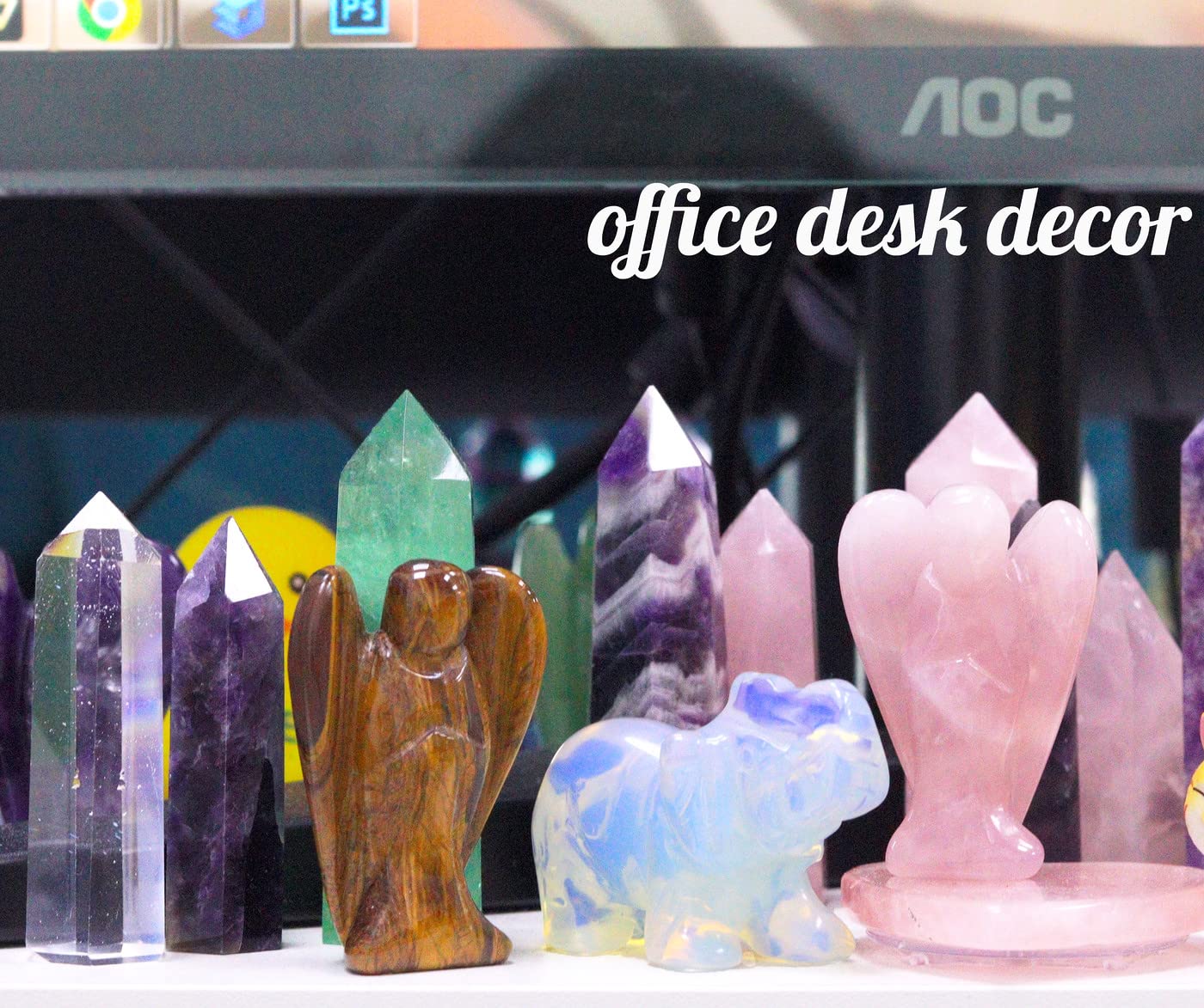 YATOJUZI 2" Opal Elephant Decor Healing Crystal Cute Polished Natural Stone Hand-Carved Big Pink Sculpture Statue Figurines Gemstone Energy Hippie Home Room Office Desk Decoration Gifts for Women Men
