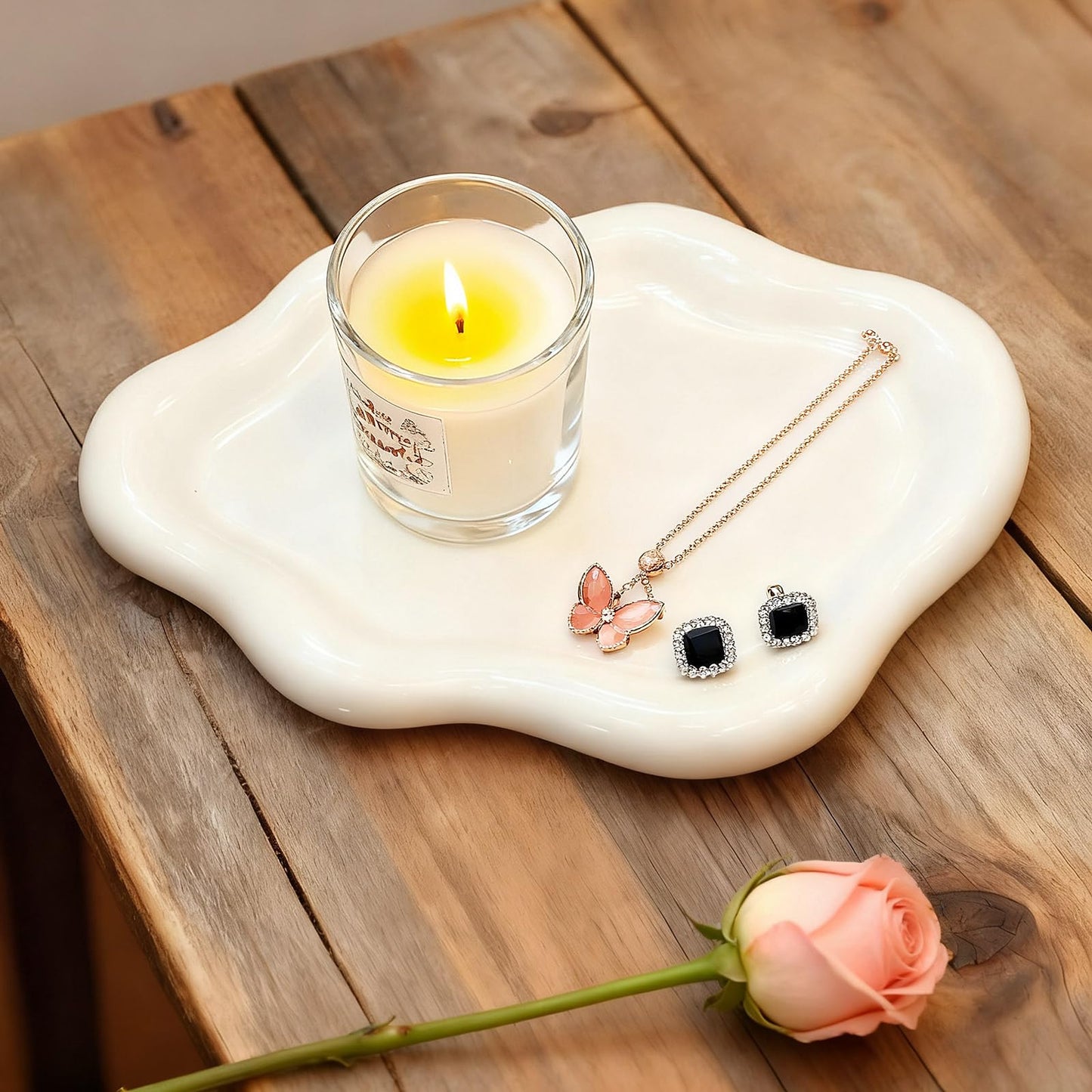 Ceramic White Jewelry Tray, Trinket Dish, Ring Dish, Room Funky Decor Aesthetic, Decorative Cloud Vanity Key Tray for Women, Ring Holder Dish, Cute Jewelry Plate Bowl Room Decor Aesthetic