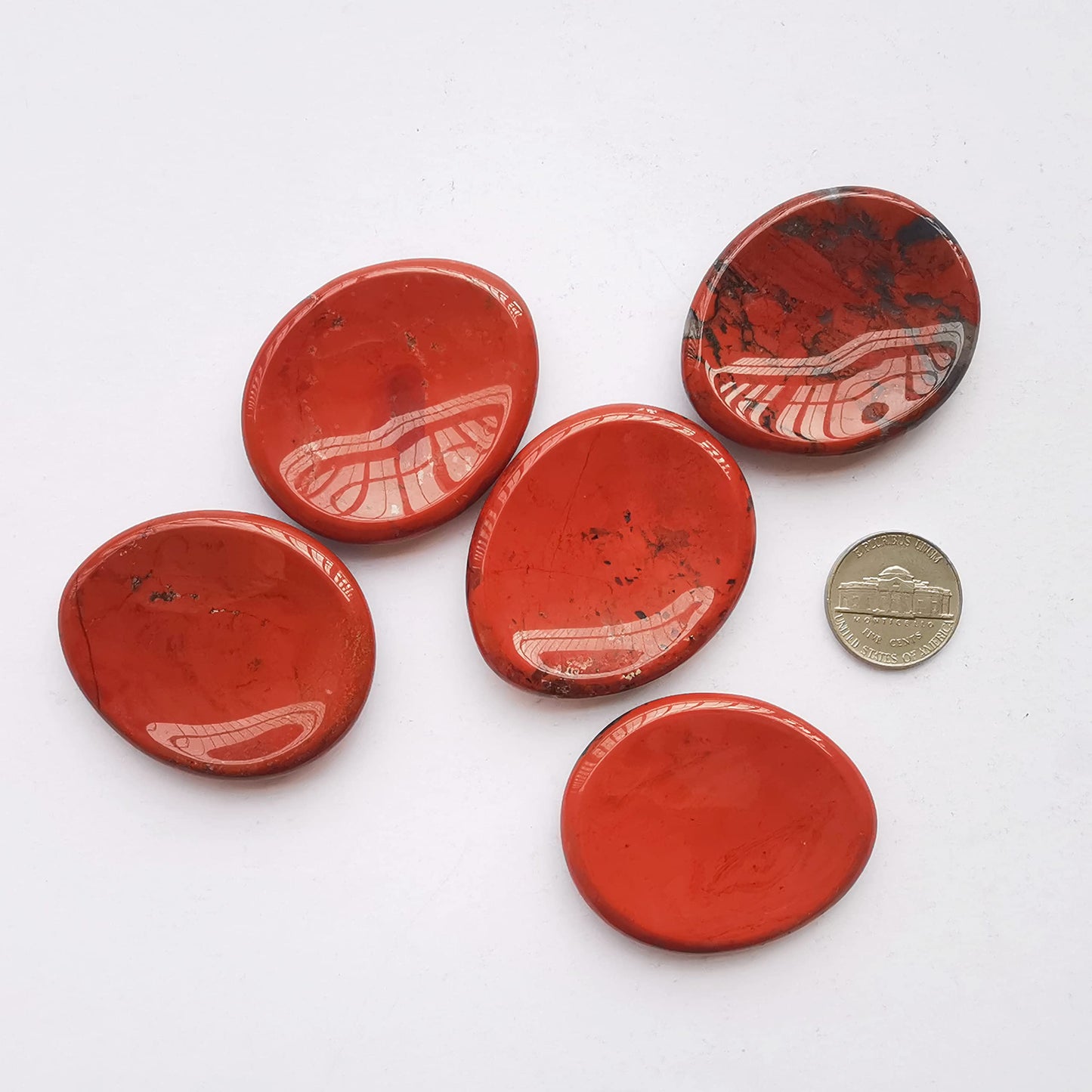 Bacatgem Natural Red Jasper Water Drop Chakra Thumb Worry Stone,Stress Relax Healing Reiki Crystal Pocket Palm Stones