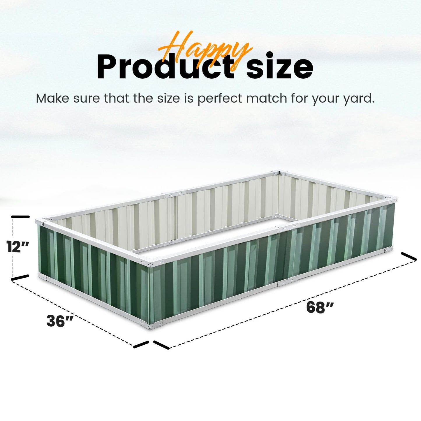 KING BIRD Raised Garden Bed 68"x 36"x 12" Galvanized Steel Metal Outdoor Garden Planter Box Kit with 2 Pairs of Gloves (Green)