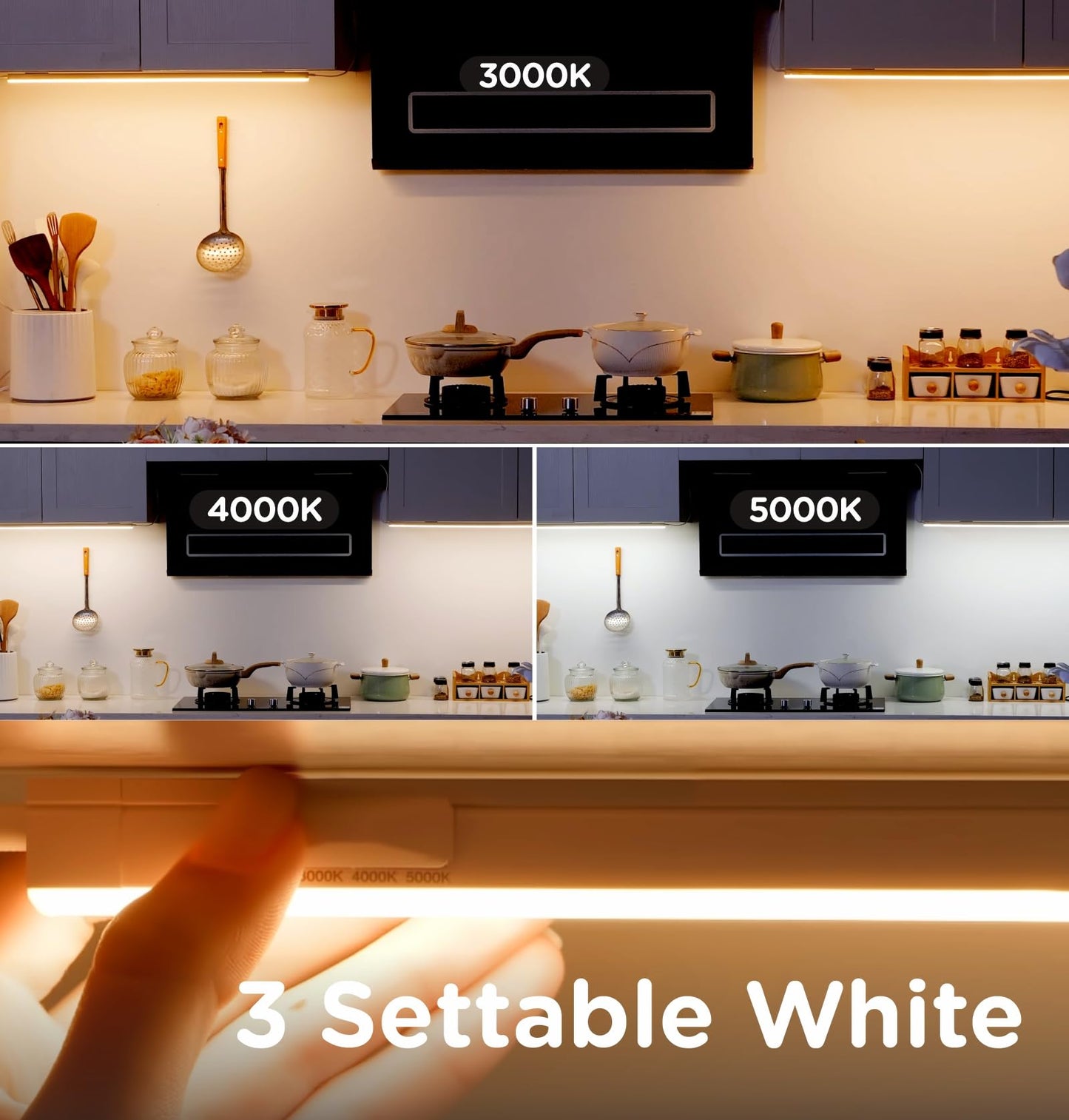 Under Cabinet Lighting Plug in 12in 1Pack AC120V 3CCT 3000/4000/5000K, Super Bright,Linkable Under Counter Lights for Kitchen, Ultra Slim LED Cabinet Light,ETL White