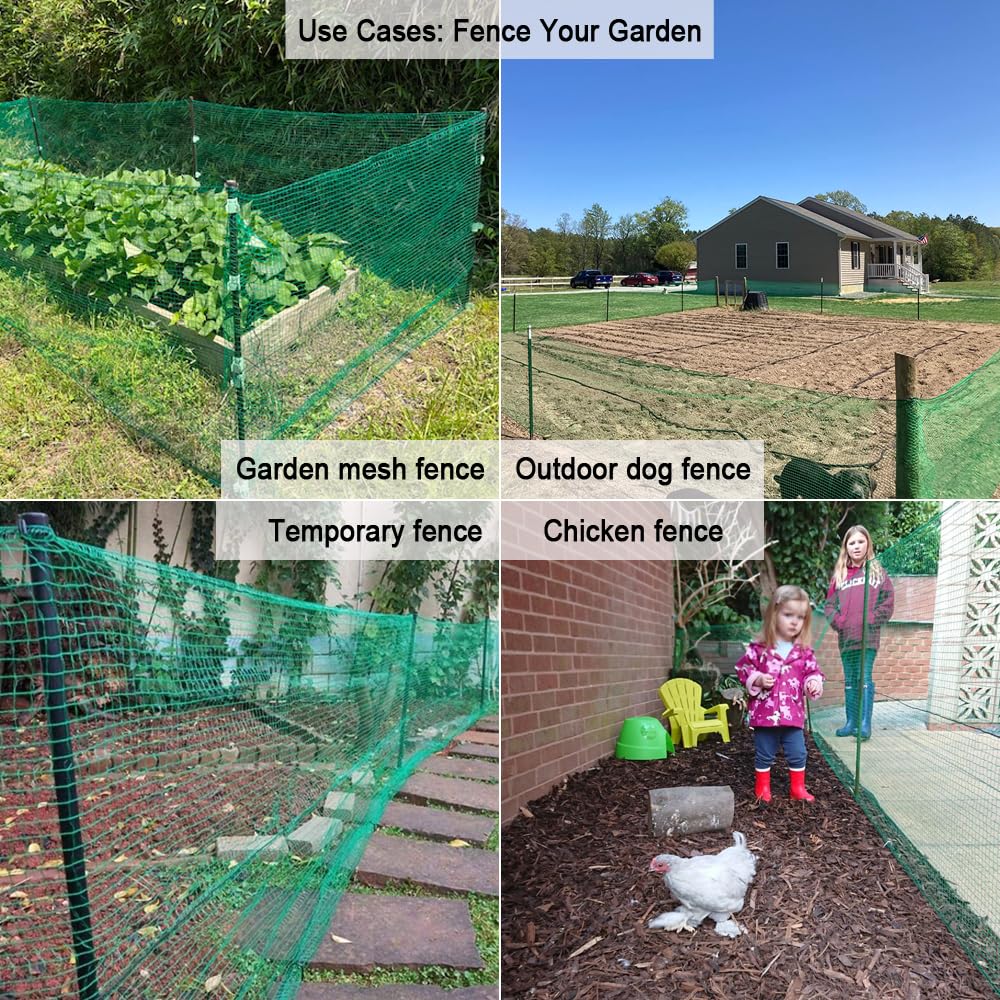 Vocray Plastic Garden Fence 4x100 FT Deer Fence Netting, Temporary Mesh Fencing Animal Barrier for Deer, Chicken, Poultry, Pet, Wildlife, Garden Bird Netting for Plant Fruit Tree Vegetable Protection