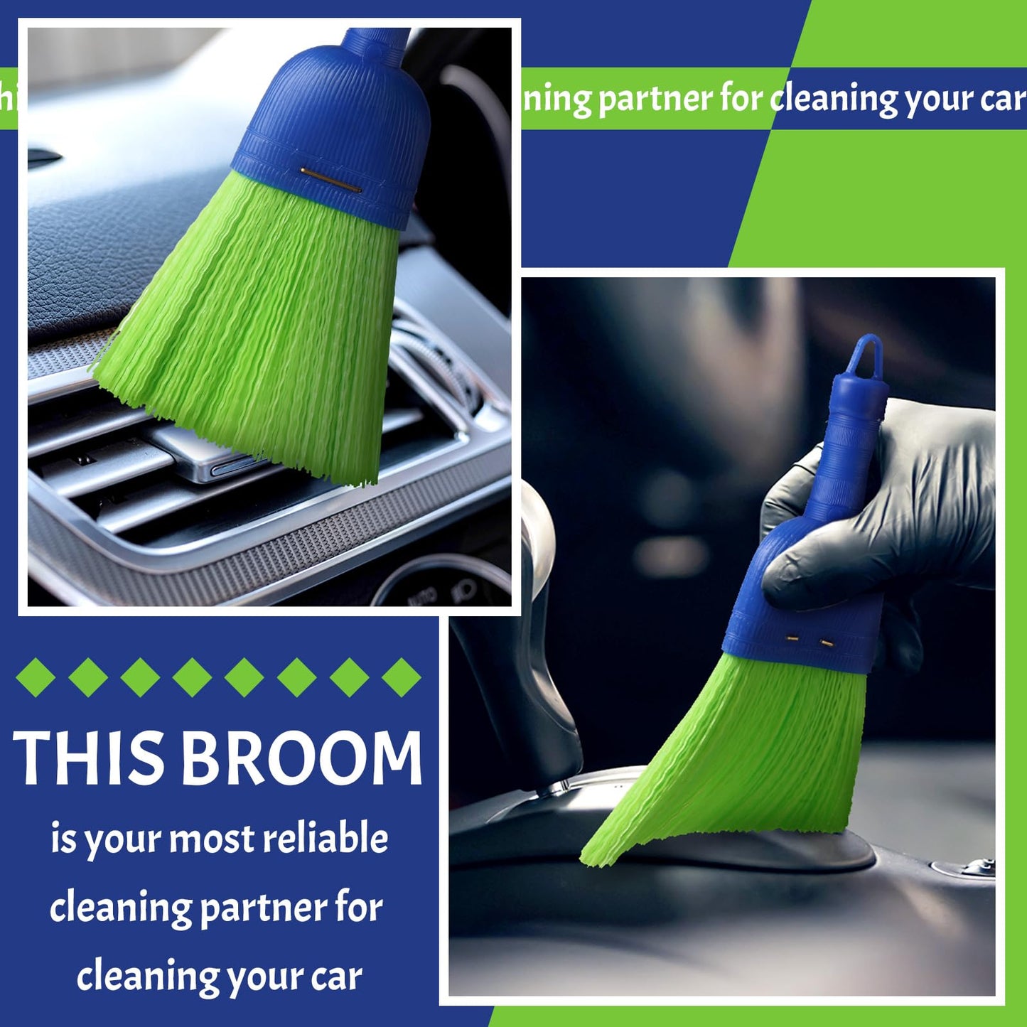 Domensi 4 Pcs Whisk Broom Poly Fiber Handheld Brush Hand Brush Outdoor Car Broom with Hang Hole for Cleaning Inddoor Porches Floors Decks Driveways Dirt Dust