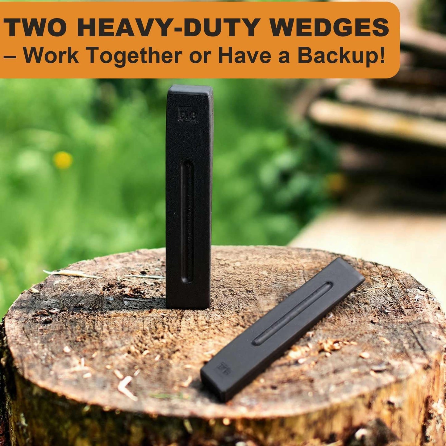 Otoolling 2 Pcs Manual Log Splitter Wedge Wood Splitting Wedges for Firewood 2 Way Black Design Forged Steel Tool for Easy Wood Splitting Sharpened Edge for Outdoor Logging Chopping(5 Lbs)