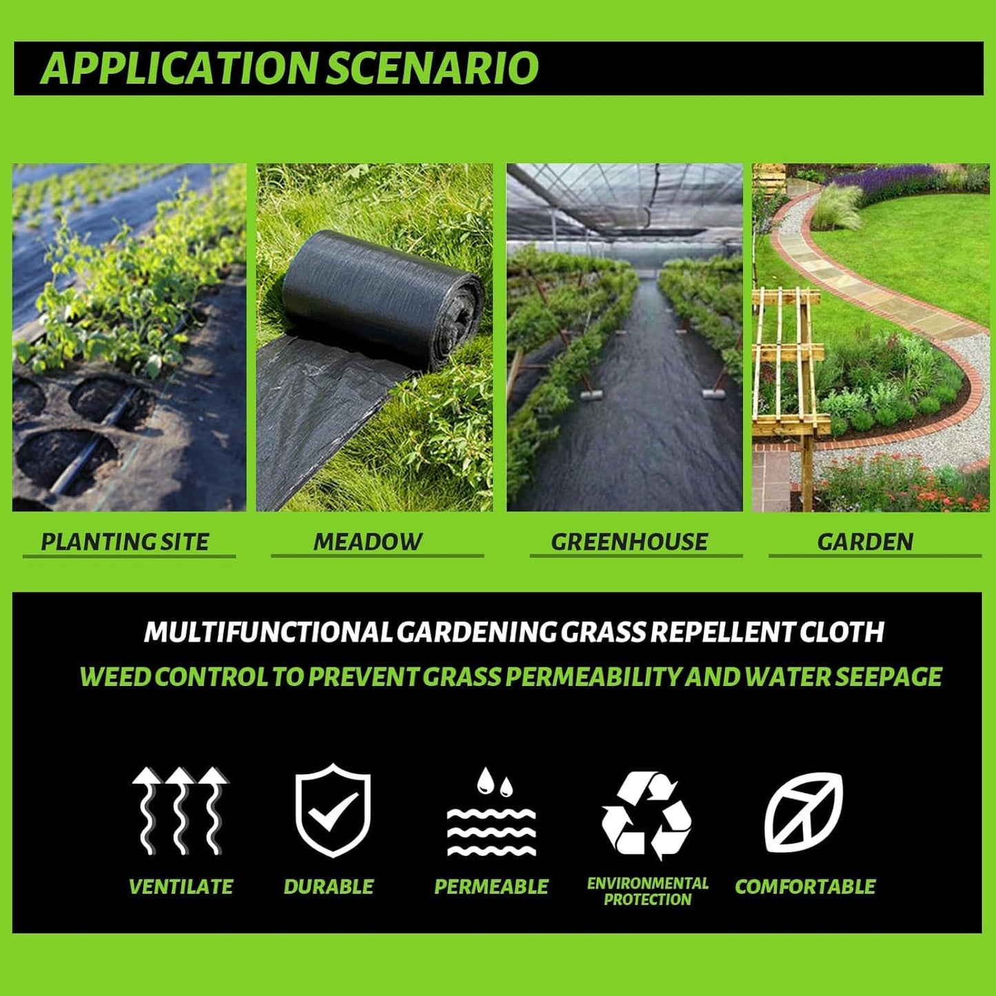 CFTEL 3x100FT Weed Barrier Landscape Fabric Heavy Duty, 3.2oz Durable Geotextile Fabric, Block Gardening Ground Cover Weed Mat, Weed Control Garden Cloth for Landscaping, French Drains, Yard Driveway