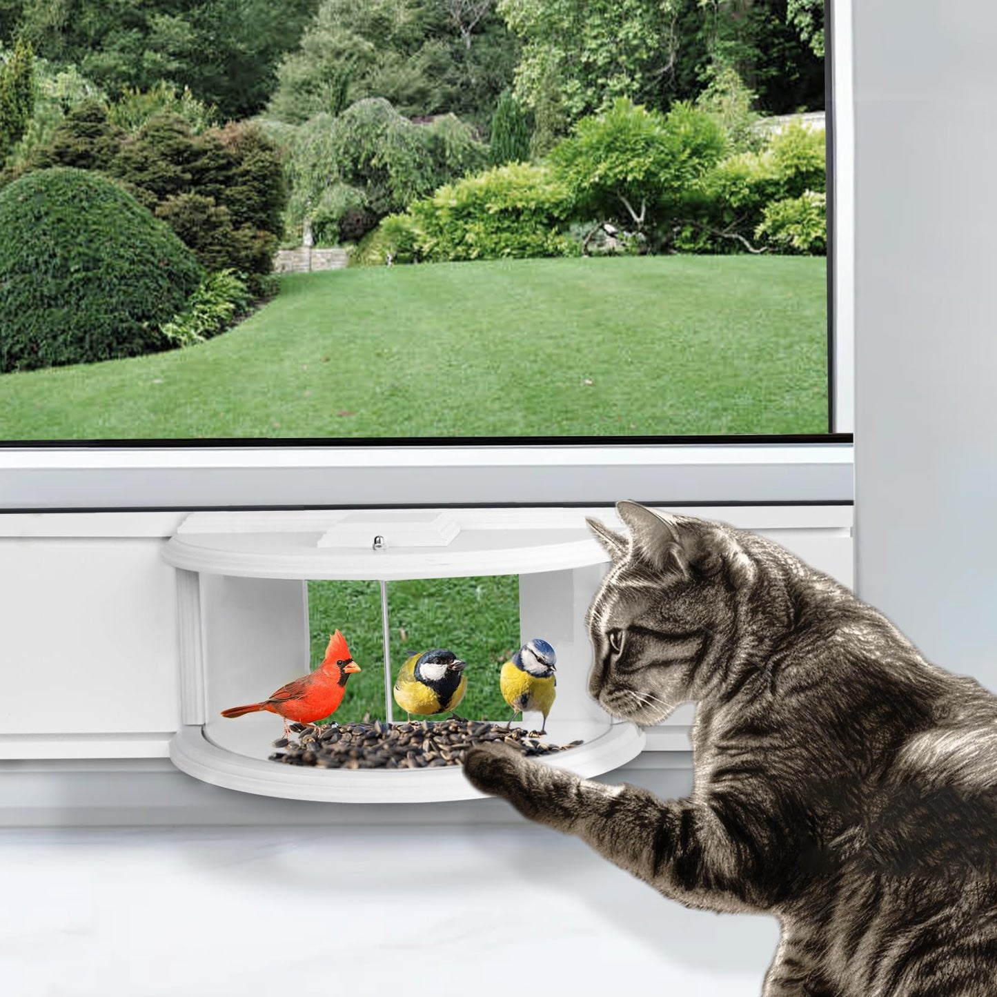 BAIAPEY in Window Bird Feeders for Viewing - 180° Clear View Bird Feeder, Durable, Elegant, Fits Windows 27-35" Wide, for Bird Watching-Bring Joy to Your Home