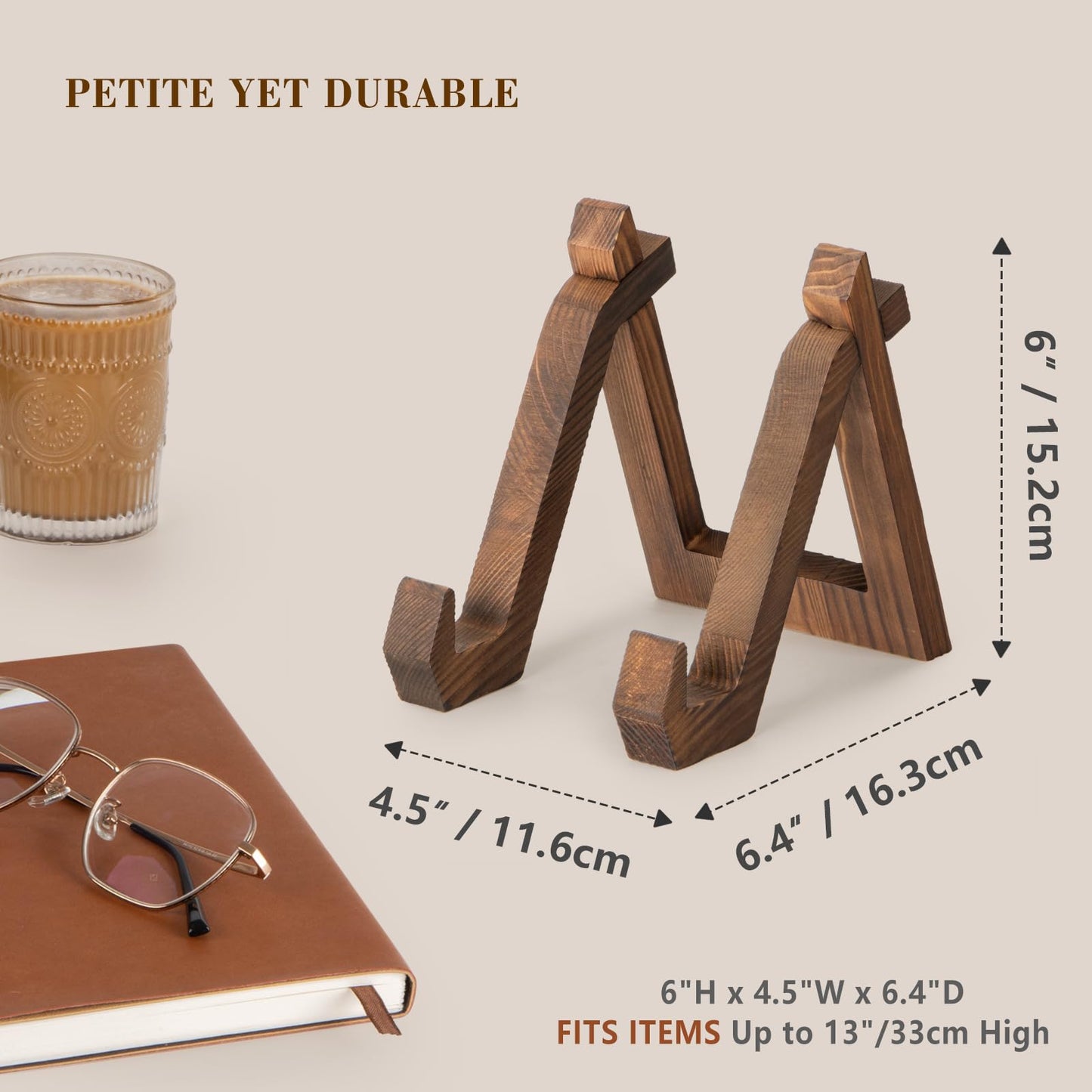 ANBOXIT Plate Display Stand, 6 Inch Plate Holder for Displaying, Decorative Picture Frame Dish Photo Plaque Platter Wood Stand