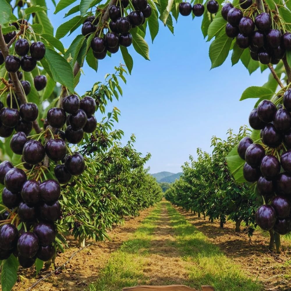 Pack 2 Black Cherry Trees Live Plants, Sweet Cherry Plant Live, Sweet Fruit Tree Plants, Wild Black Cherry Tree from 1 Feet Tall, Easy to Plant