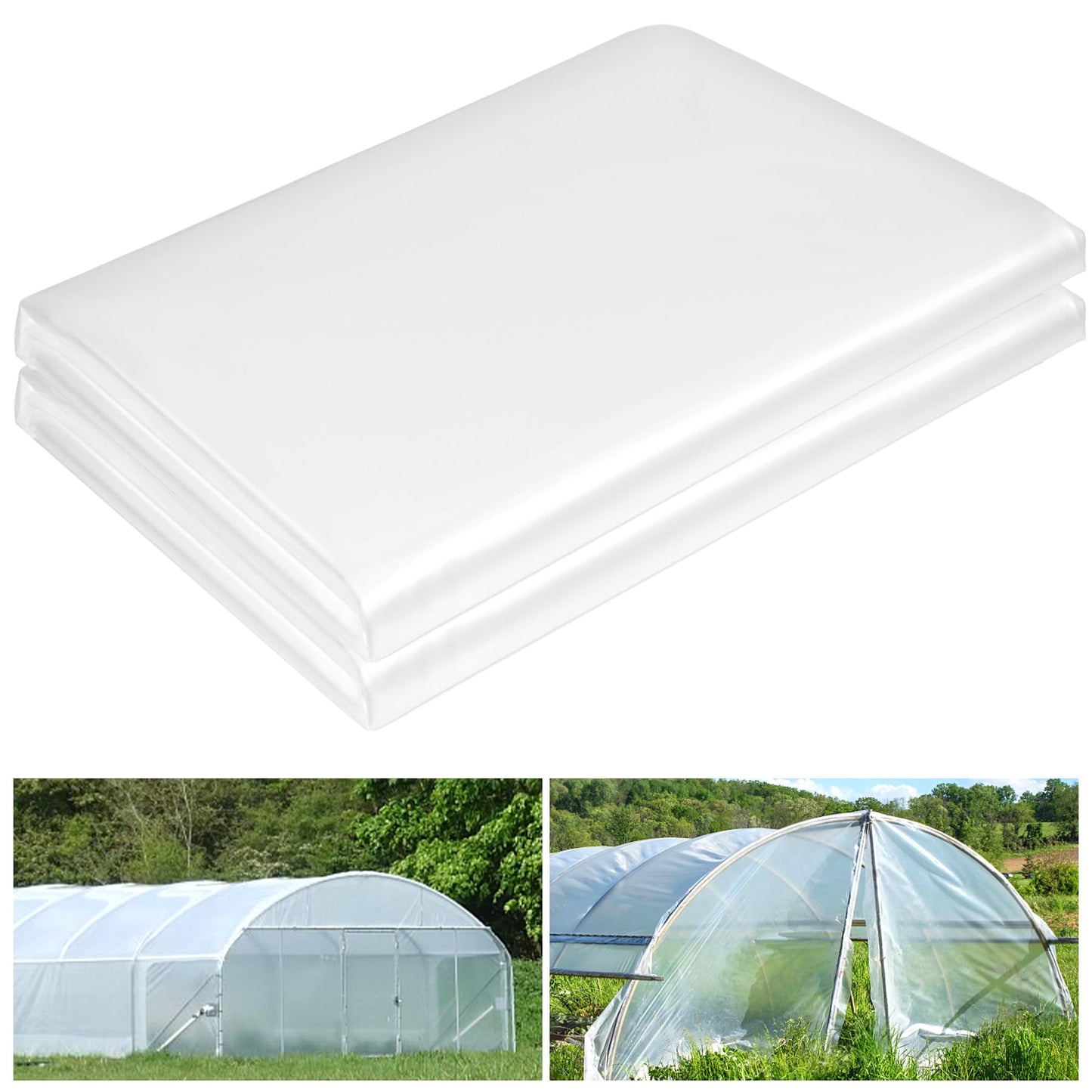 20 x 28 FT Clear Greenhouse Plastic Sheeting, 6 Mil Polyethylene Film Heavy Duty, Water Sun Frost Wind Dust Resistant Winter Hoop House Toughness Plastic Cover for Farming, Gardening, Agriculture,DIY