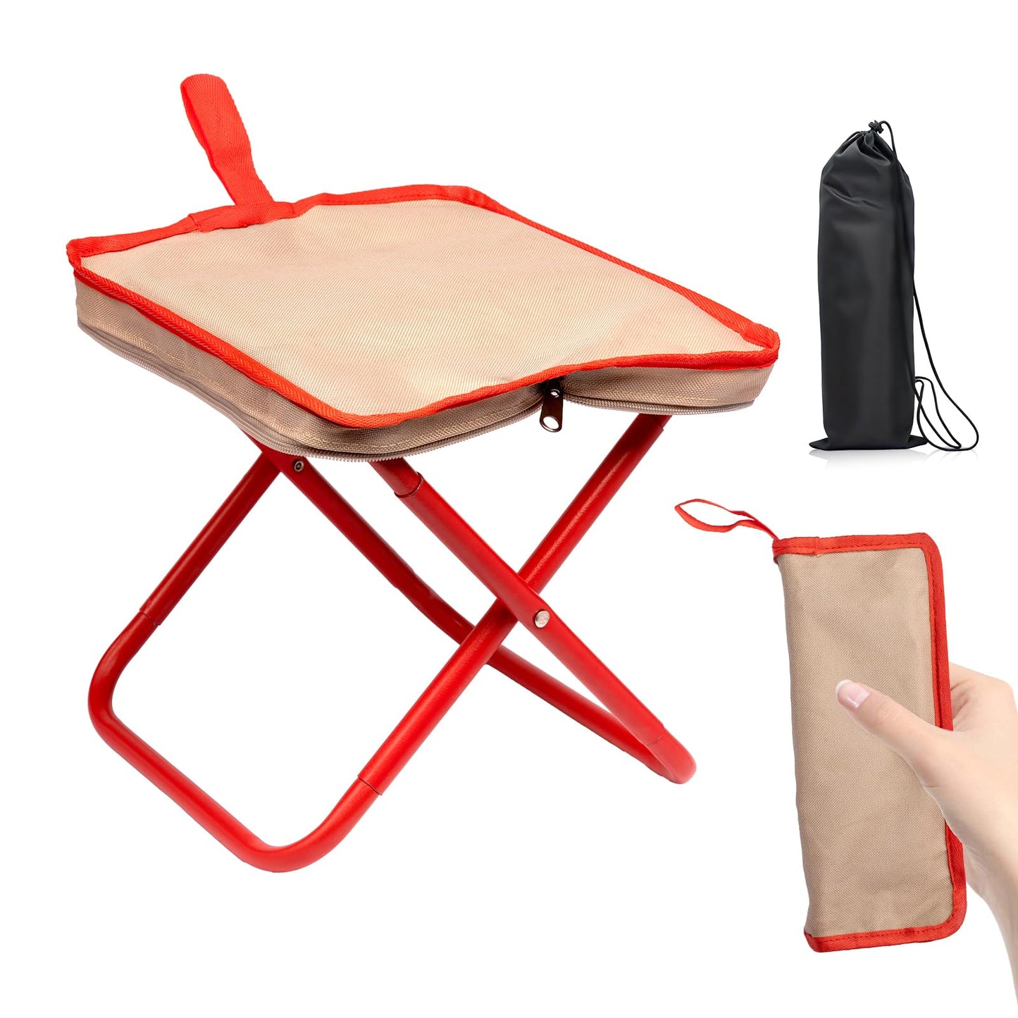 TJSTJS Camping Stool,Mountaineering and Hiking Portable Stools 13.5“ Portable Folding Stools for Outdoor Gardening and Beach Hiking Fishing,Foot Stool with Carry Bag to 330LB (13.5 inch)
