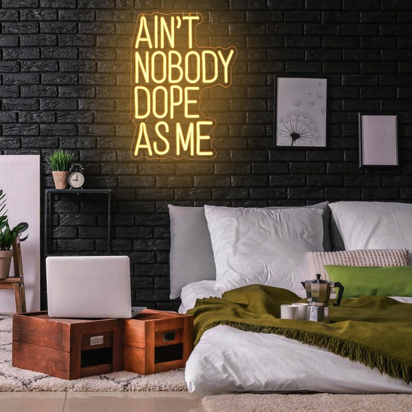 LLNEOX Ain't Nobody Dope As Me Neon Sign Warm White Letter Neon Light for Wall Decor Dimmable Motivational LED Sign for Bedroom Bar Gym Office Home Party