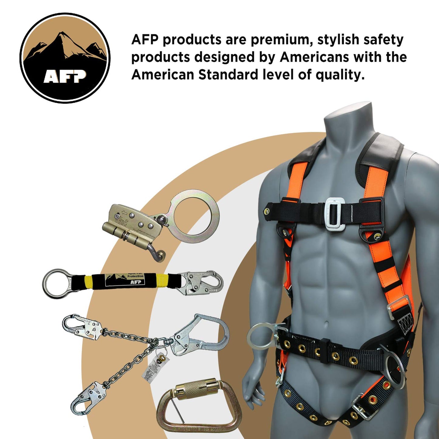 AFP Tongue Buckle Body Belt, Heavy-Duty Tool Belt for Pouches, Work Belt, PPE for Safety Harness, Work Positioning, Construction, Fall-Protection, Carpenters (OSHA/ANSI rated) 1.75’’W, Black (Large)