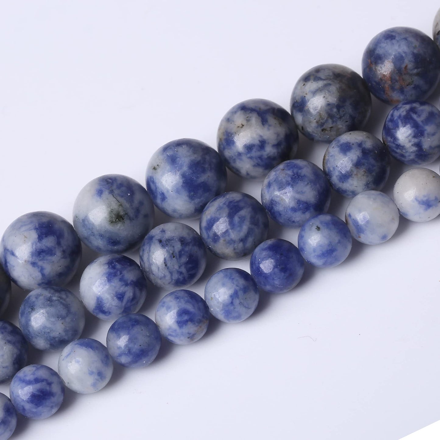 10MM Blue Sodalite Jaspers Stone Round Loose Beads Natural Gem Beads Crystal Energy Stone Beads for Jewelry Making DIY Bracelet Necklace