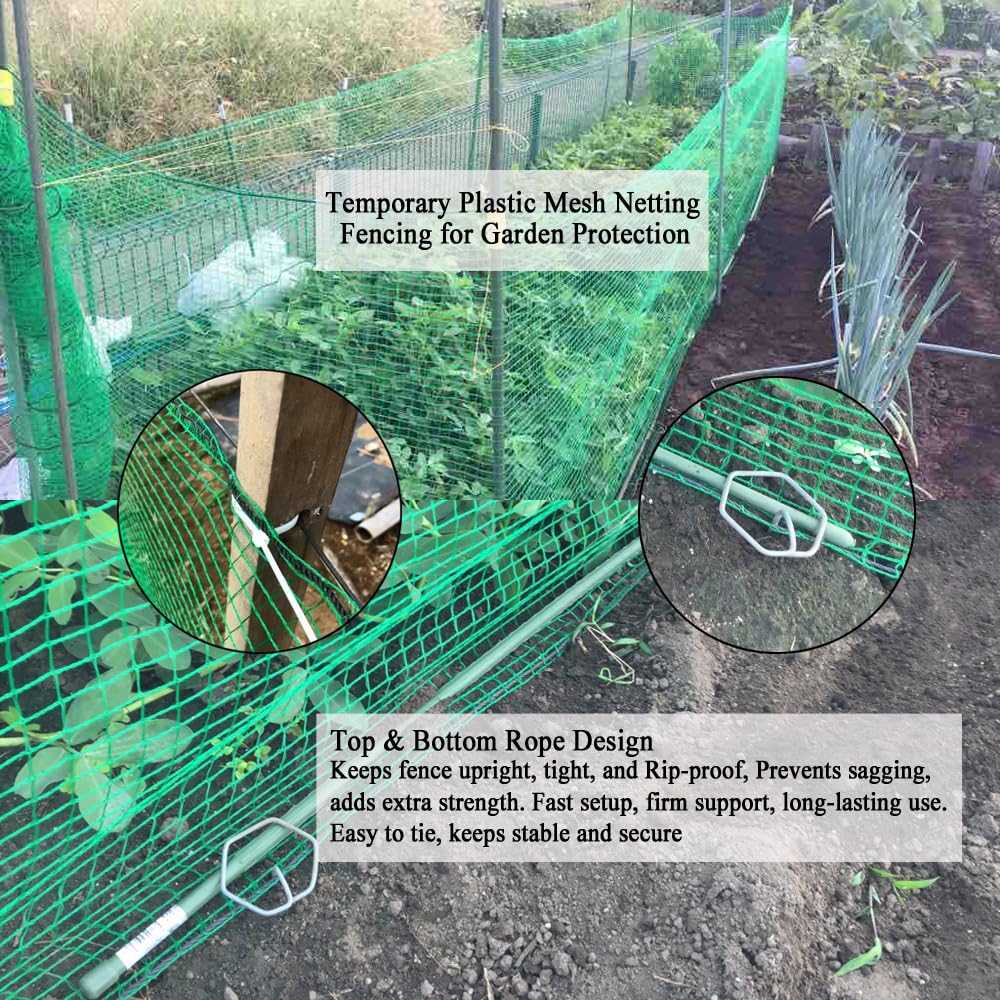 Vocray Plastic Garden Fence 4x100 FT Deer Fence Netting, Temporary Mesh Fencing Animal Barrier for Deer, Chicken, Poultry, Pet, Wildlife, Garden Bird Netting for Plant Fruit Tree Vegetable Protection