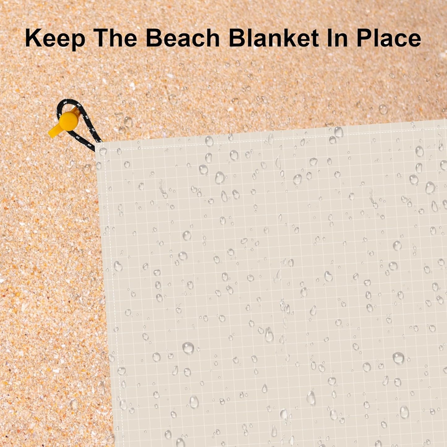 Large Waterproof Sandproof Beach Blanket for 4 Adults, Outdoor Beach Mat with 4 Stakes, 210T Polyester Lightweight Foldable Picnic Blanket Accessories Must Haves for Travel, Camping, Hiking