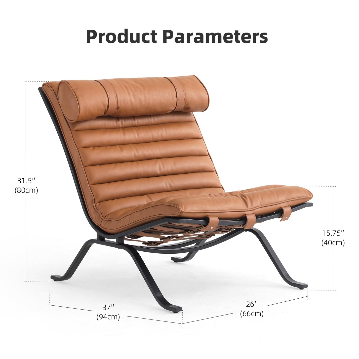 YUENINA Leather Upholstered Armless Chair Modern Design Luxury Lounge Chair (Brown)