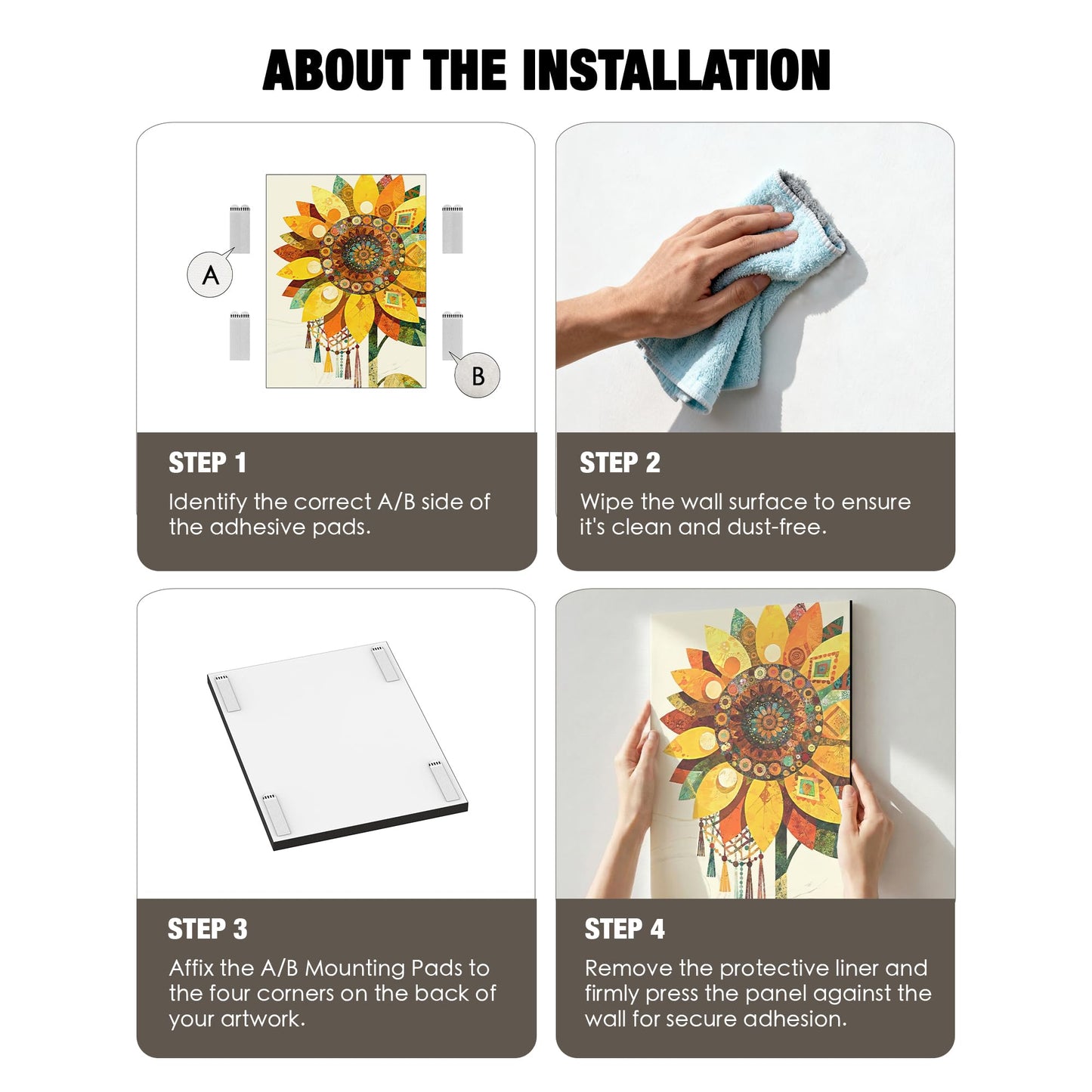 INFINIPANEL Sunflower Wall Art Print for Bathroom Framed Wall Decor - XPS Waterproof & Lightweight Construction - Perfect for Humid Bathrooms Boho Decor for Home, Bedroom & Living Room -12"×16"