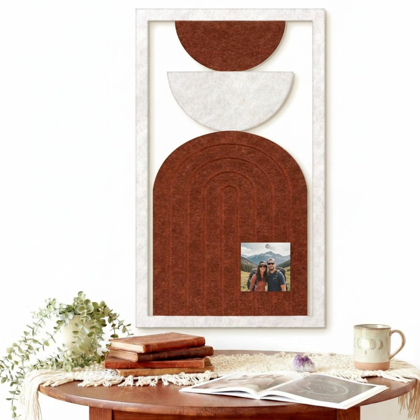 Yerliker 28.7 x 16 Inch Arched Felt Bulletin Board Boho Abstract Geometric Style Wall Decoration,Medieval Modern Style Bulletin Board, Boho Wall Art for Bedrooms, Living Rooms, Offices
