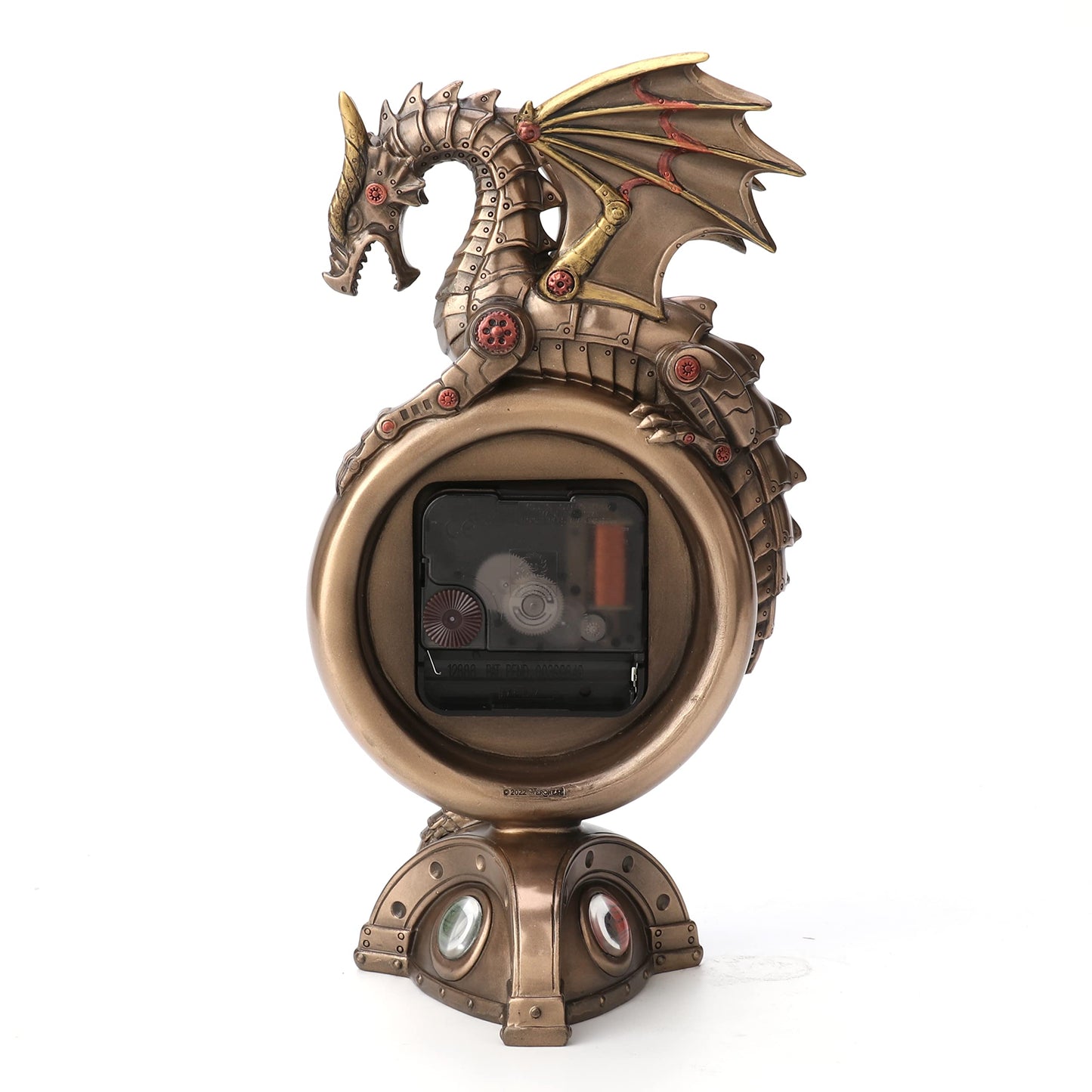 Veronese Design 9 Inch Steampunk Mechanical Dragon Clock Resin Sculpture Bronze Finish