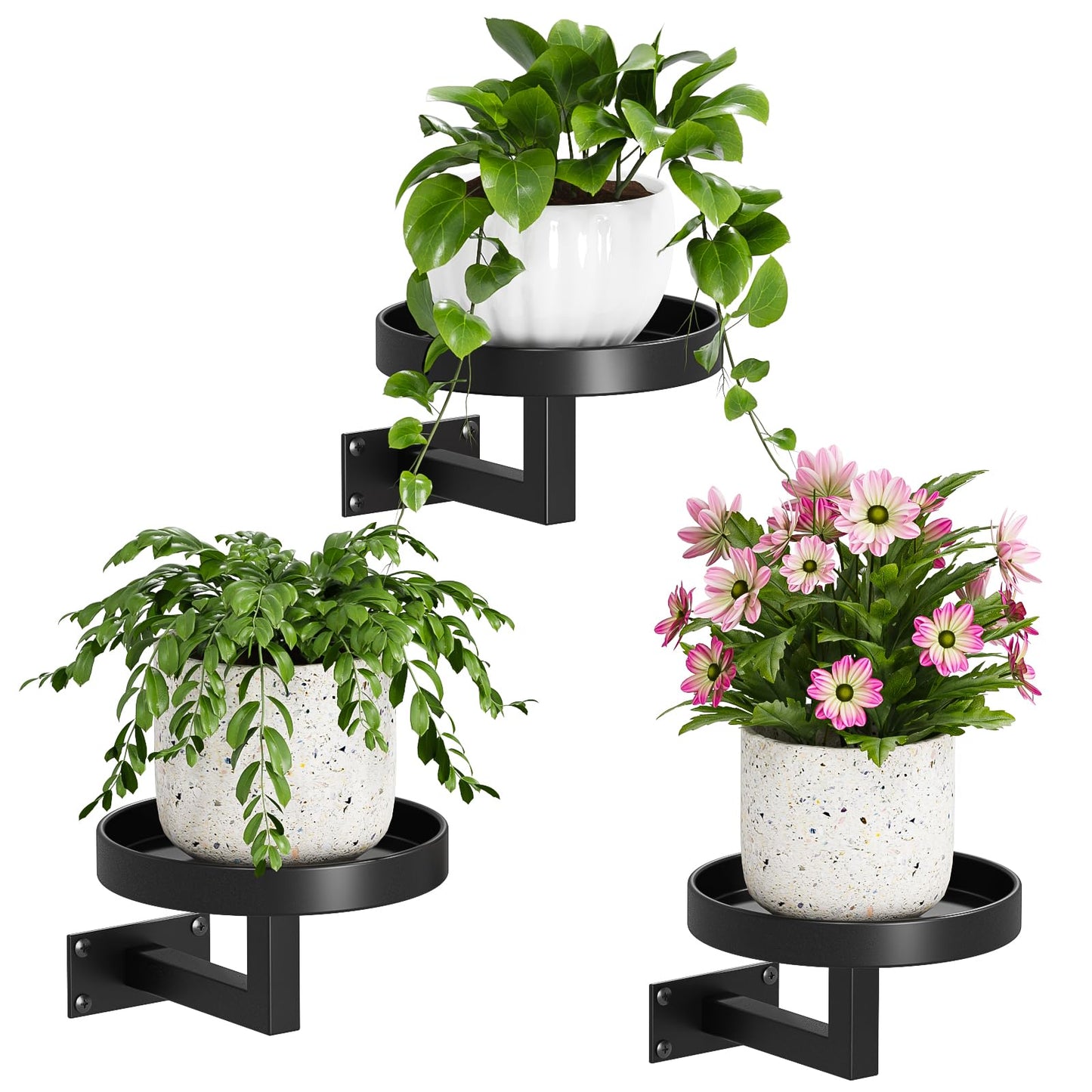 Awelov Wall Planters for Indoor Plants 3 Pack Floating Wall Mounted Plant Holder for Window, Bedroom, Living Room & Home Decor