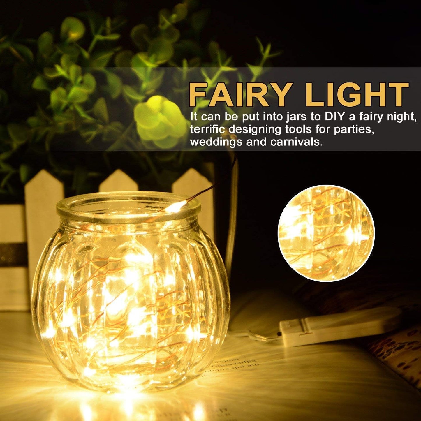 XINKAITE LEDs Fairy Lights,String Lights for Indoor&Outdoor Bedroom, Christmas, Parties, Wedding, Centerpiece, Decoration,Battery Operated (10Ft/3M Warm White)