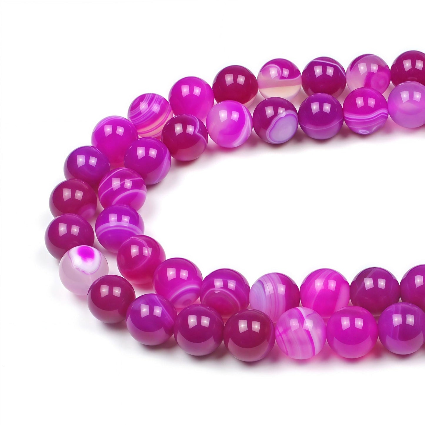 MJDCB Natural Stone Beads Rose Red Stripe Agate Round Loose Beads for Jewelry Making DIY Bracelet Necklace (6mm)