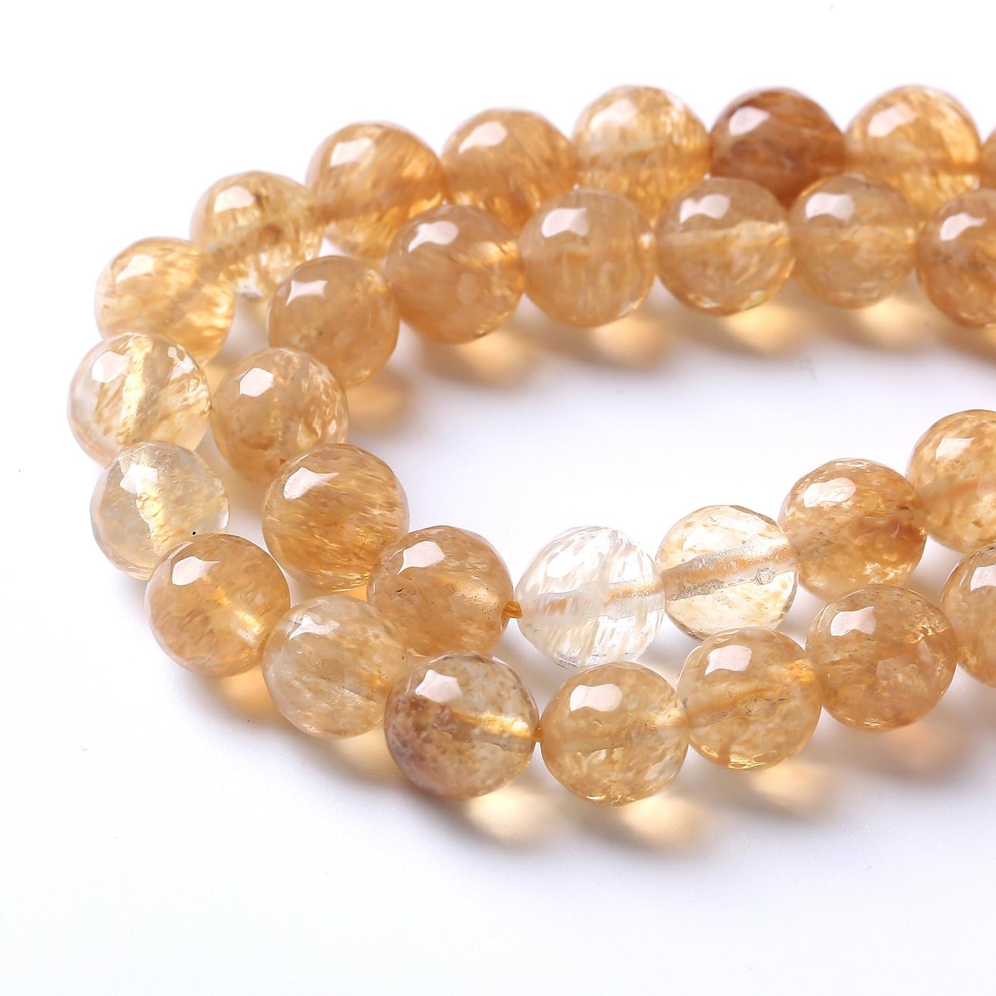 36pcs 10mm Natural Faceted Tea Watermenlon Jade Stone Beads for Jewelry Making Energy Healing Beads DIY Bracelet Necklace Accessories 15" (10mm, Faceted Tea Yellow Jade)