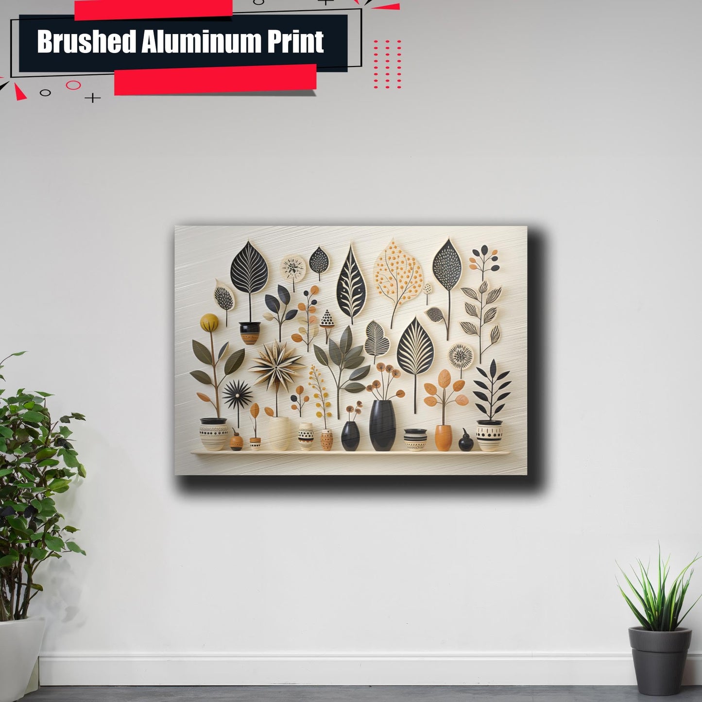 Scandinavian Folk Art, Black and Beige Abstract Botanical Wall Art for Scandinavian Home Decor, poster Prints, Home Decor